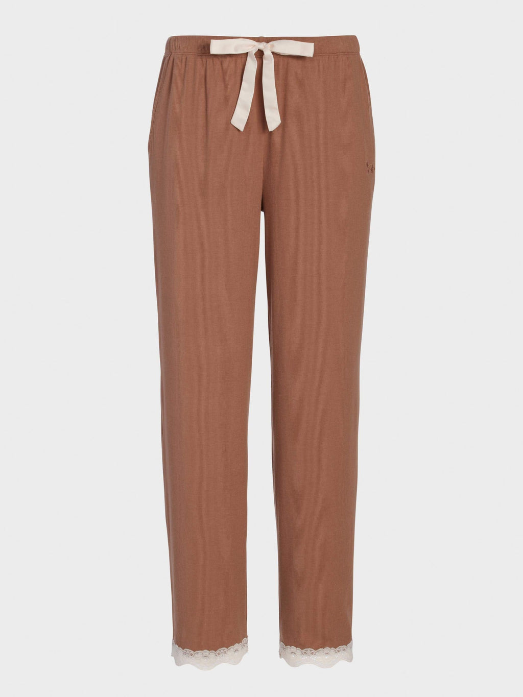Brown Bamboo Rib Straight Leg Pj Pant Brown image 3