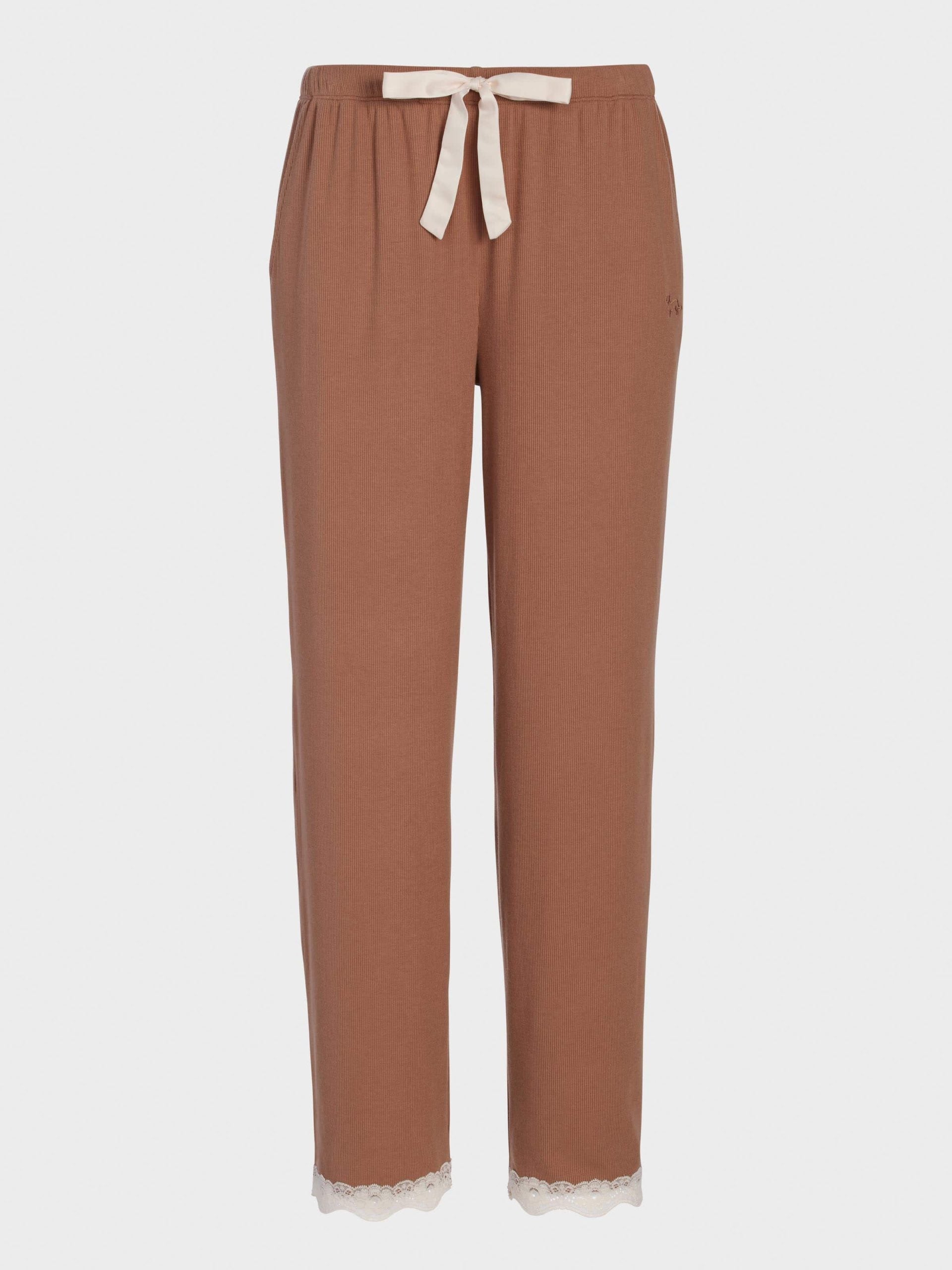 Brown Bamboo Rib Straight Leg Pj Pant Brown image 3