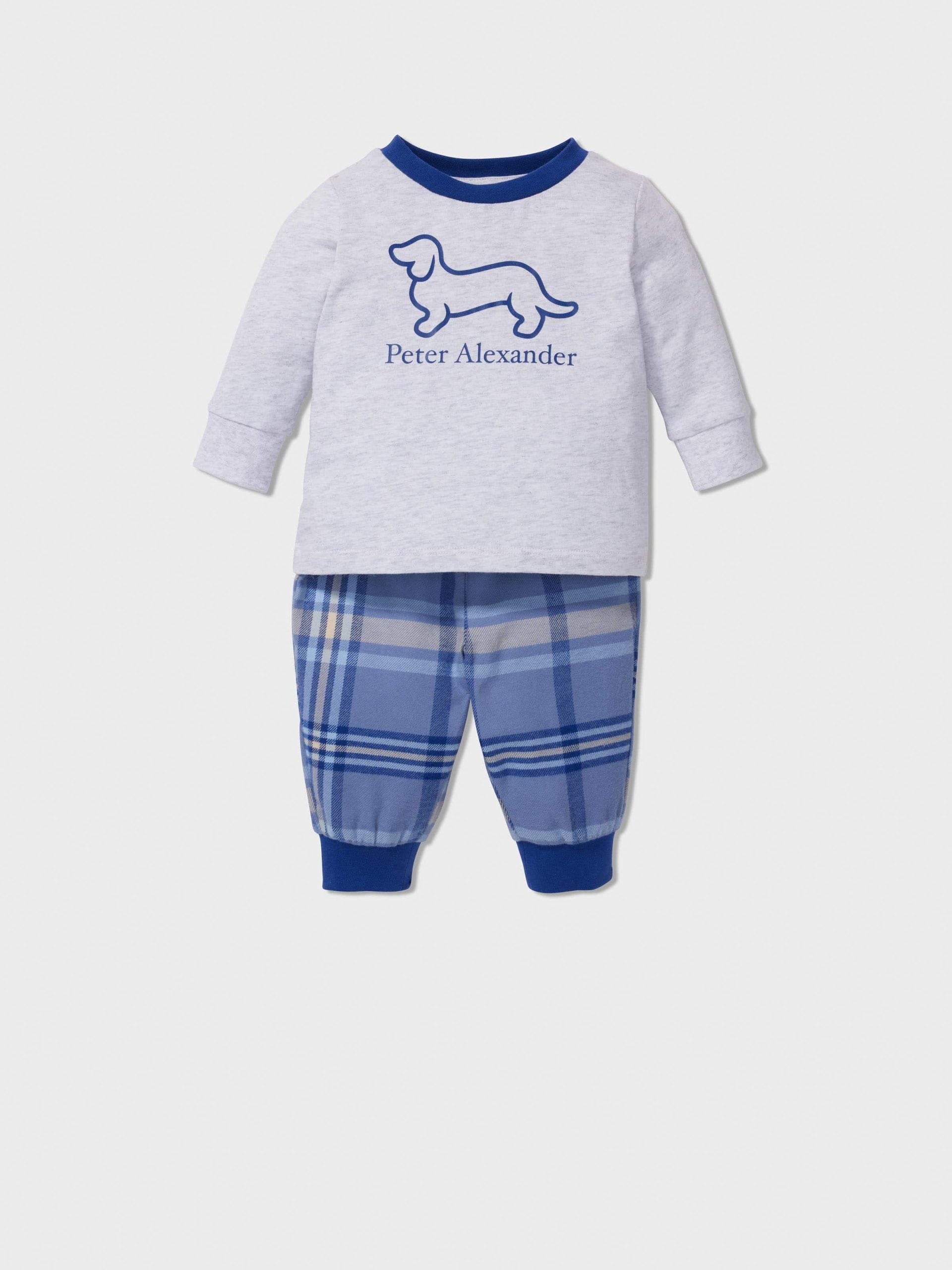 Baby Blue Check Long Pj Set multi image 0