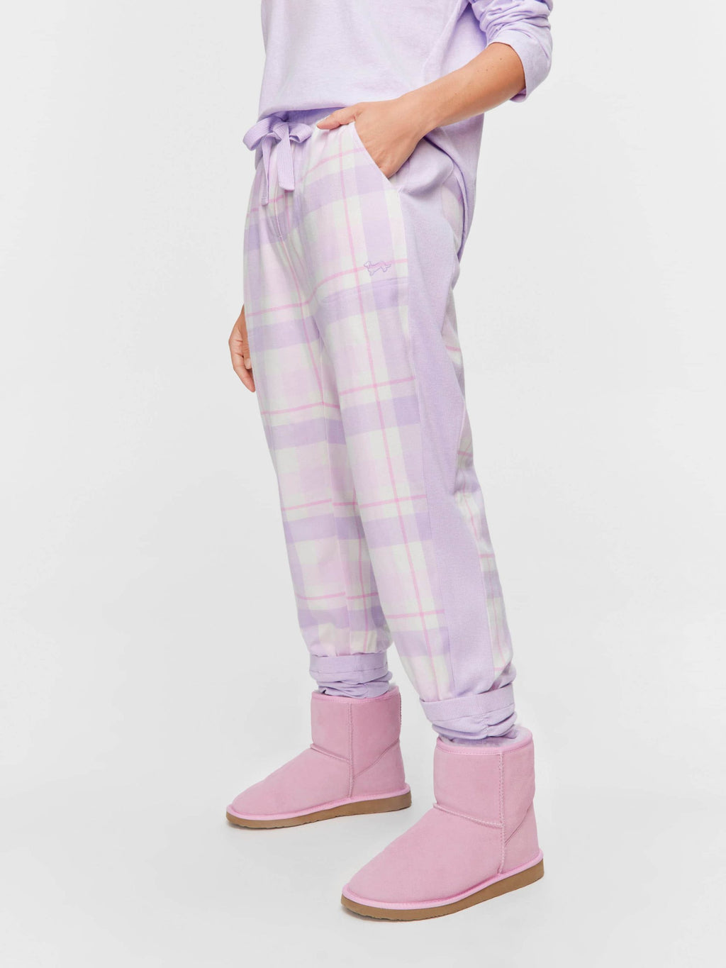 Lilac Check Flannelette Legwarmer Pj Pant multi image 2