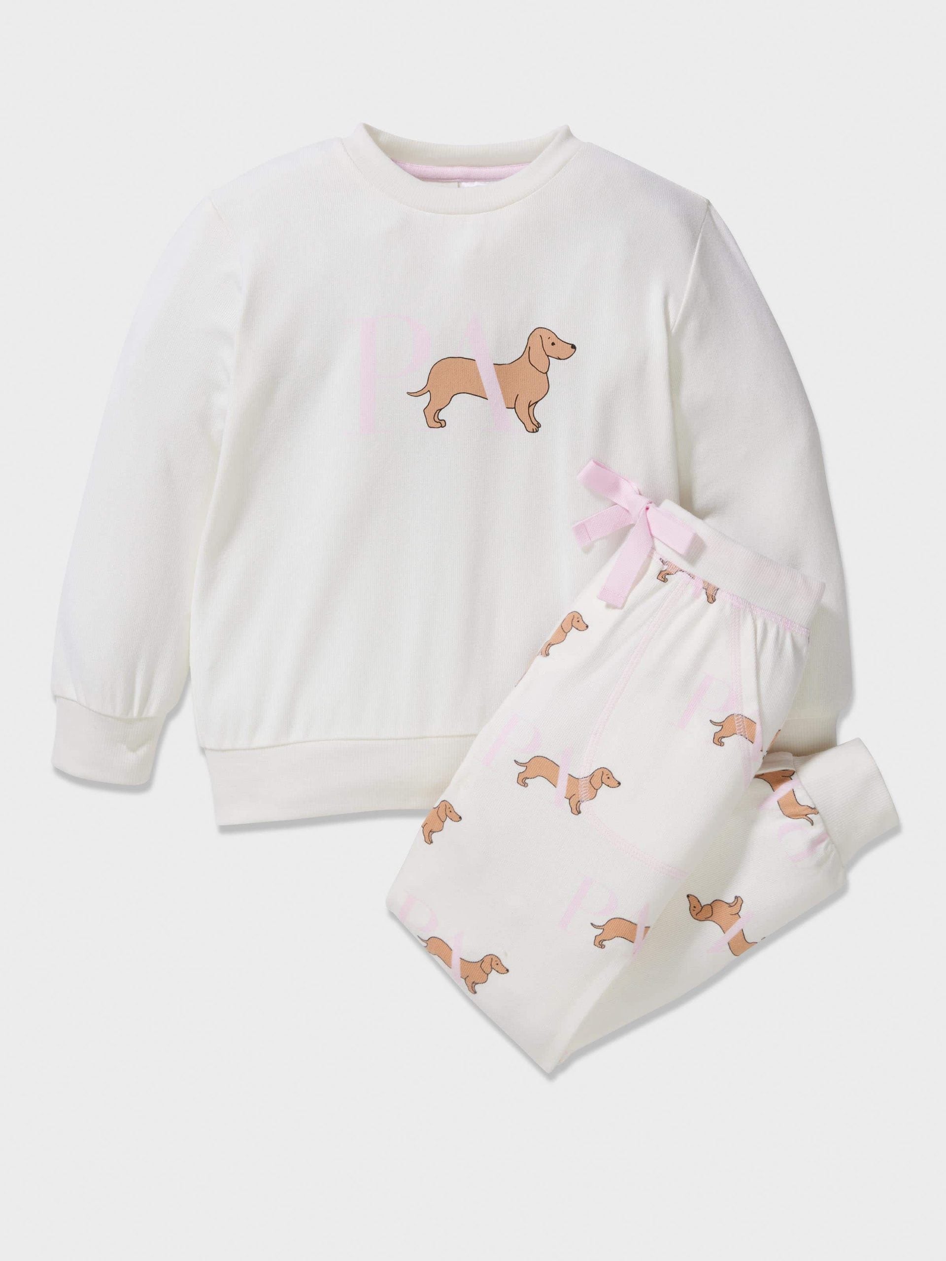Girls Penny Plush Pj Set cream image 0