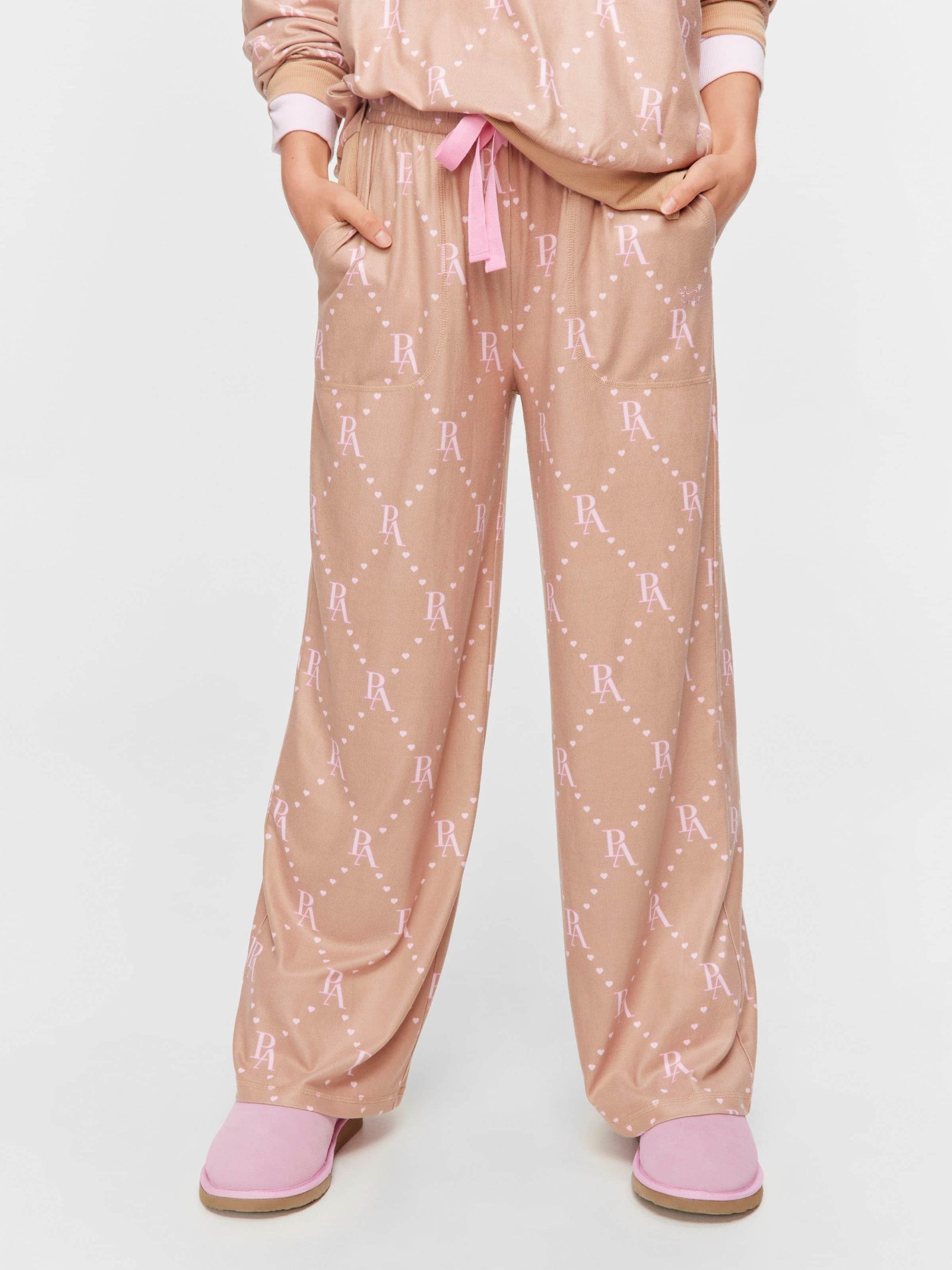 Caramel Logo Plush Wide Leg Pj Pant multi image 1