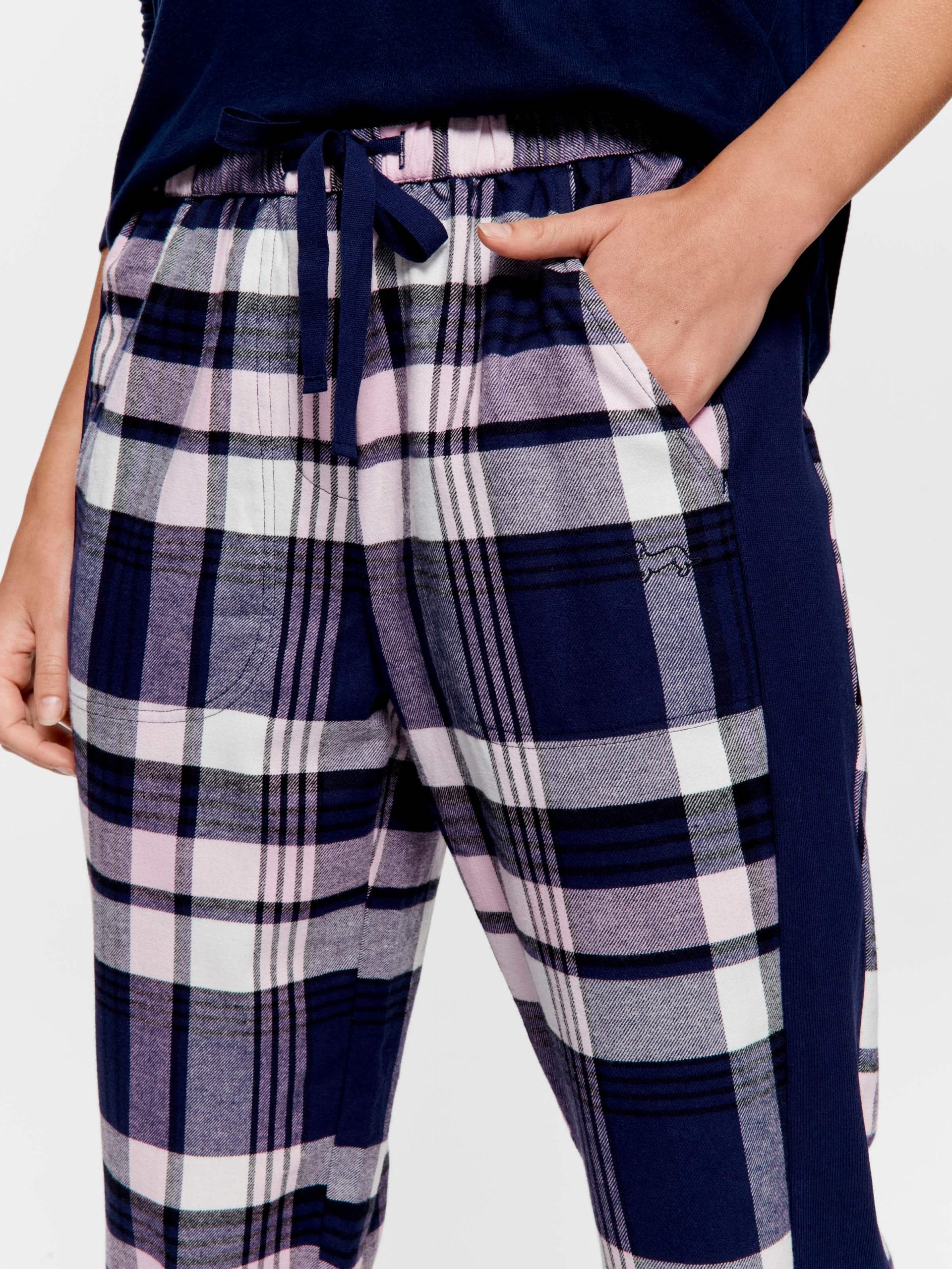 Navy Check Legwarmer Flannelette Pj Pant multi image 2