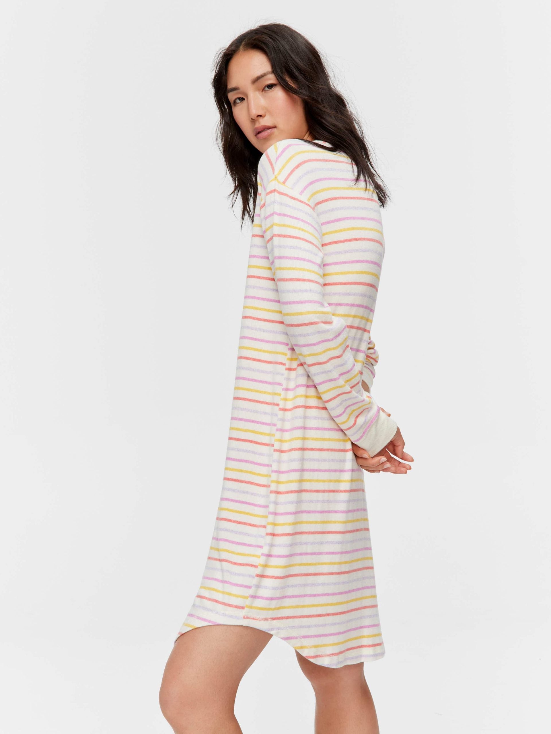 Fuzzy Colourful Stripe Long Sleeve Nightie multi image 0