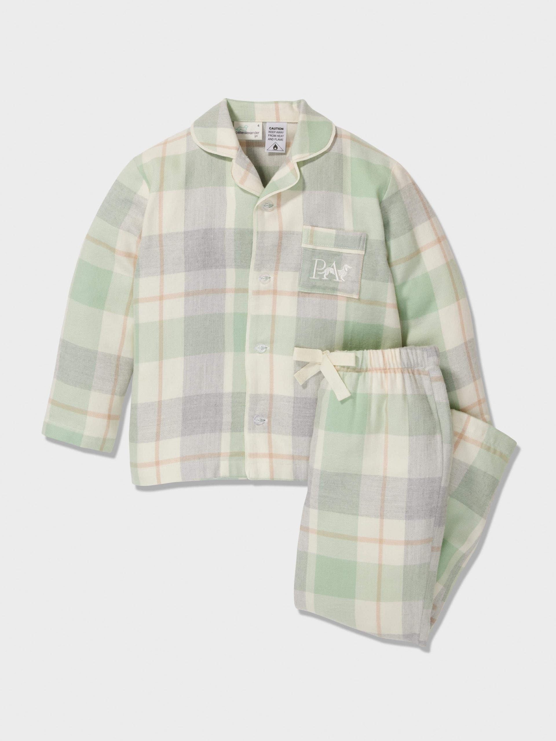 Jnr Kids Mint Check Bamboo Flannelette Classic Pj Set mint image 3