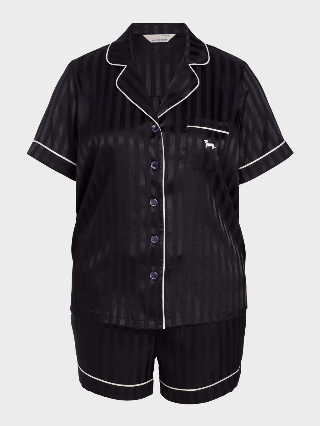 P.A. Plus Black Stripe Chic Satin Shortie Pj Set Black Stripe image 4