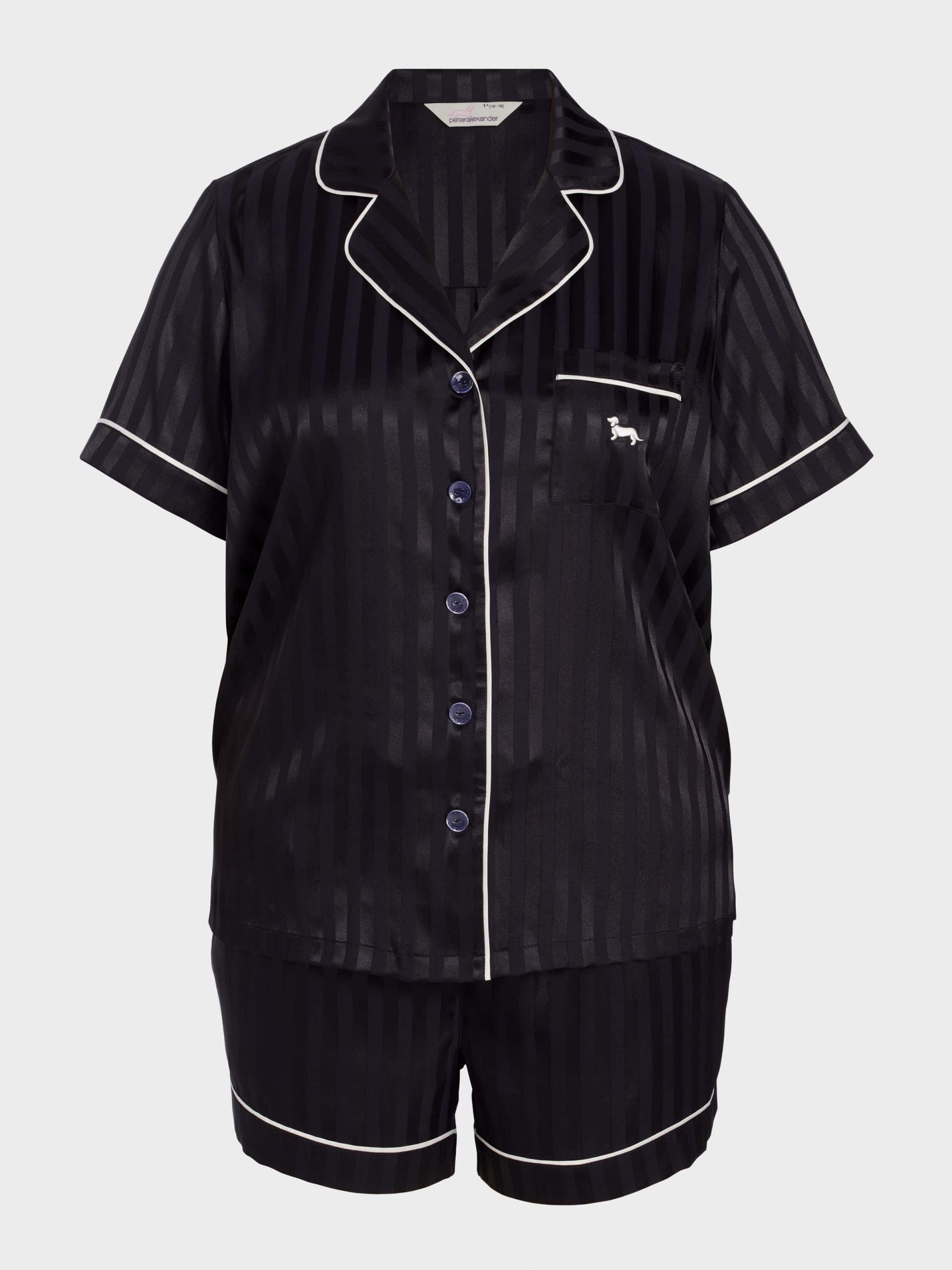 P.A. Plus Black Stripe Chic Satin Shortie Pj Set Black Stripe image 4