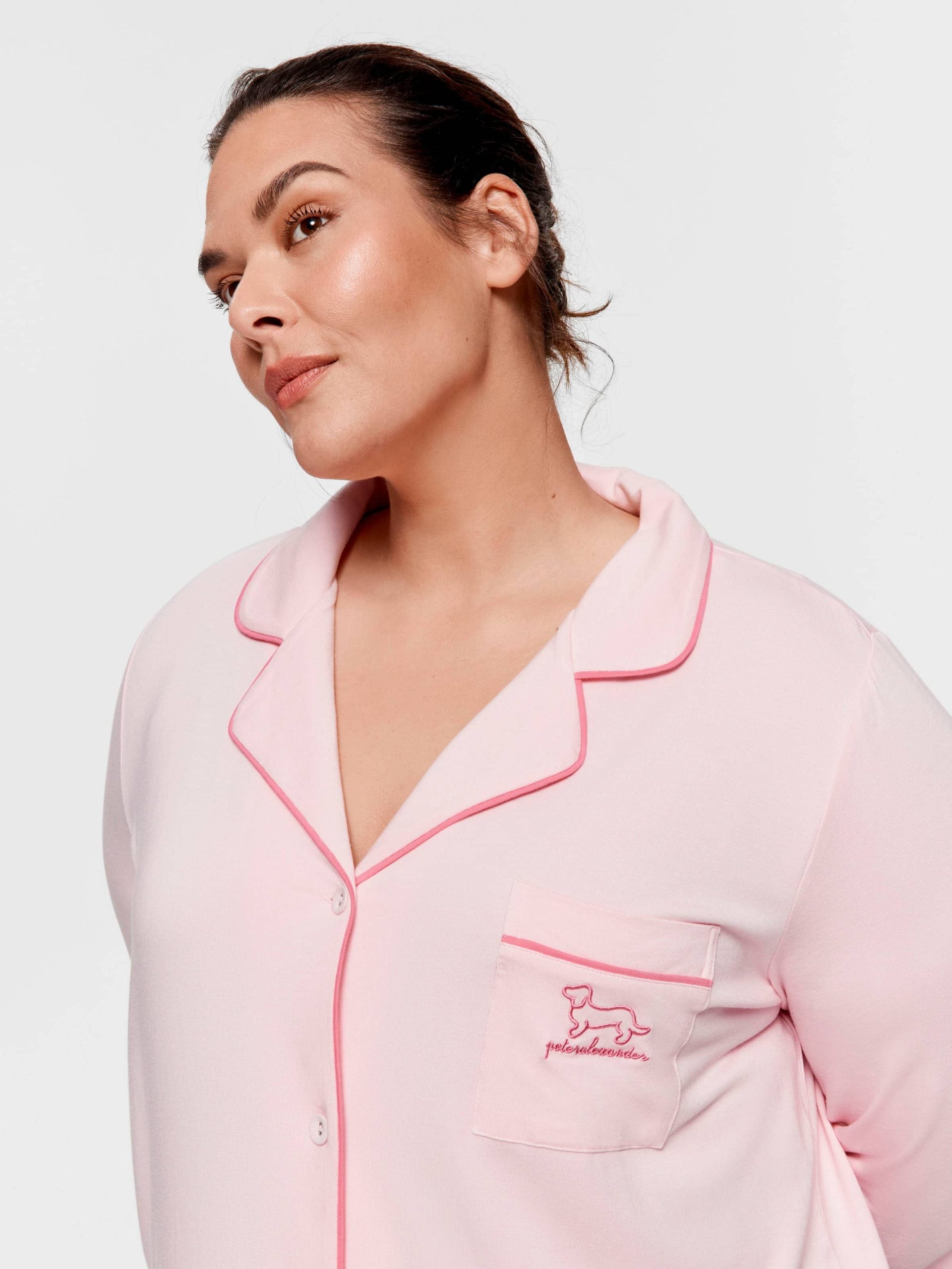 P.A. Plus Super Soft Pink Bamboo Knit Long Sleeve Nightshirt Pink image 2