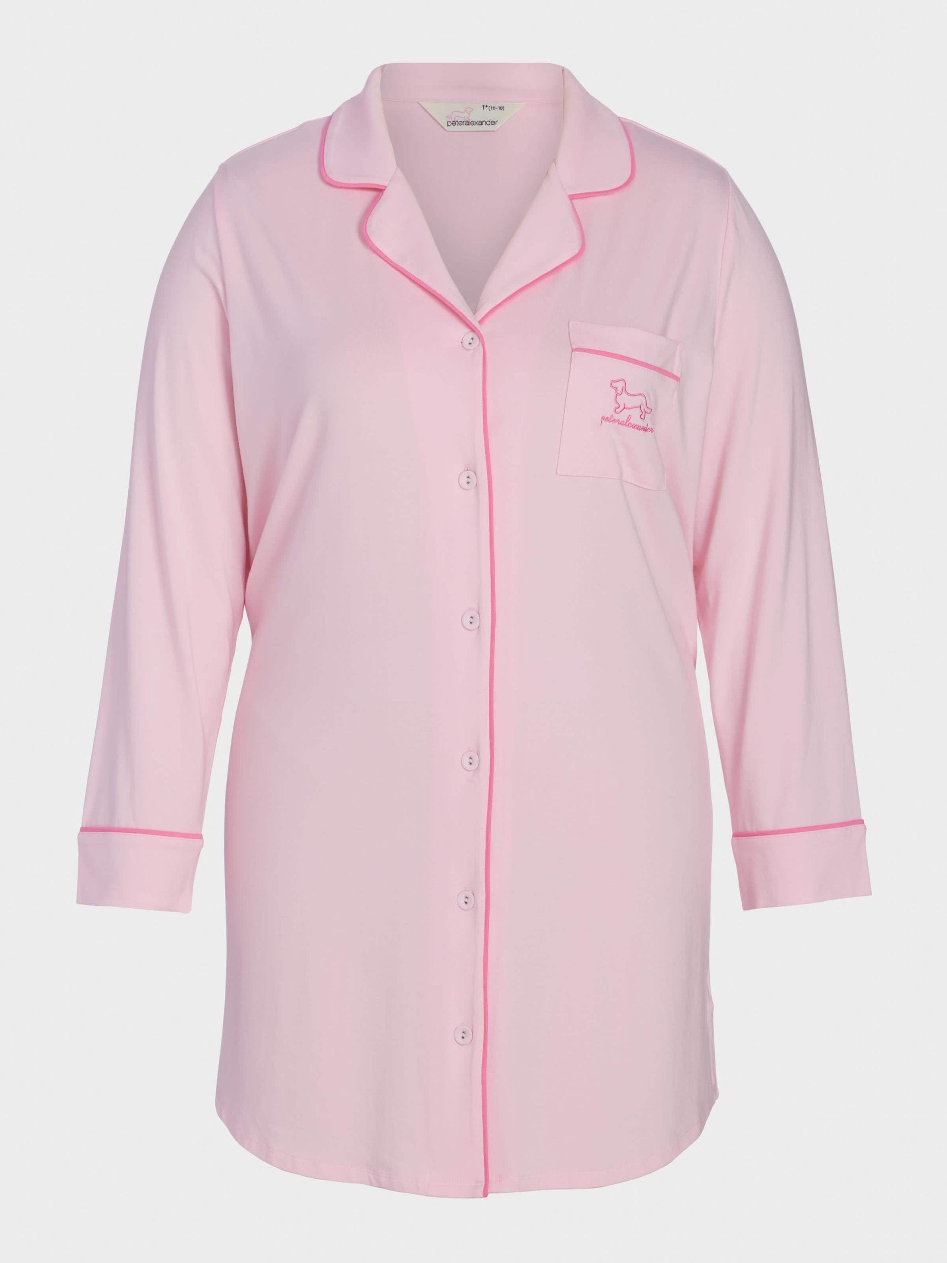 P.A. Plus Super Soft Pink Bamboo Knit Long Sleeve Nightshirt Pink image 3