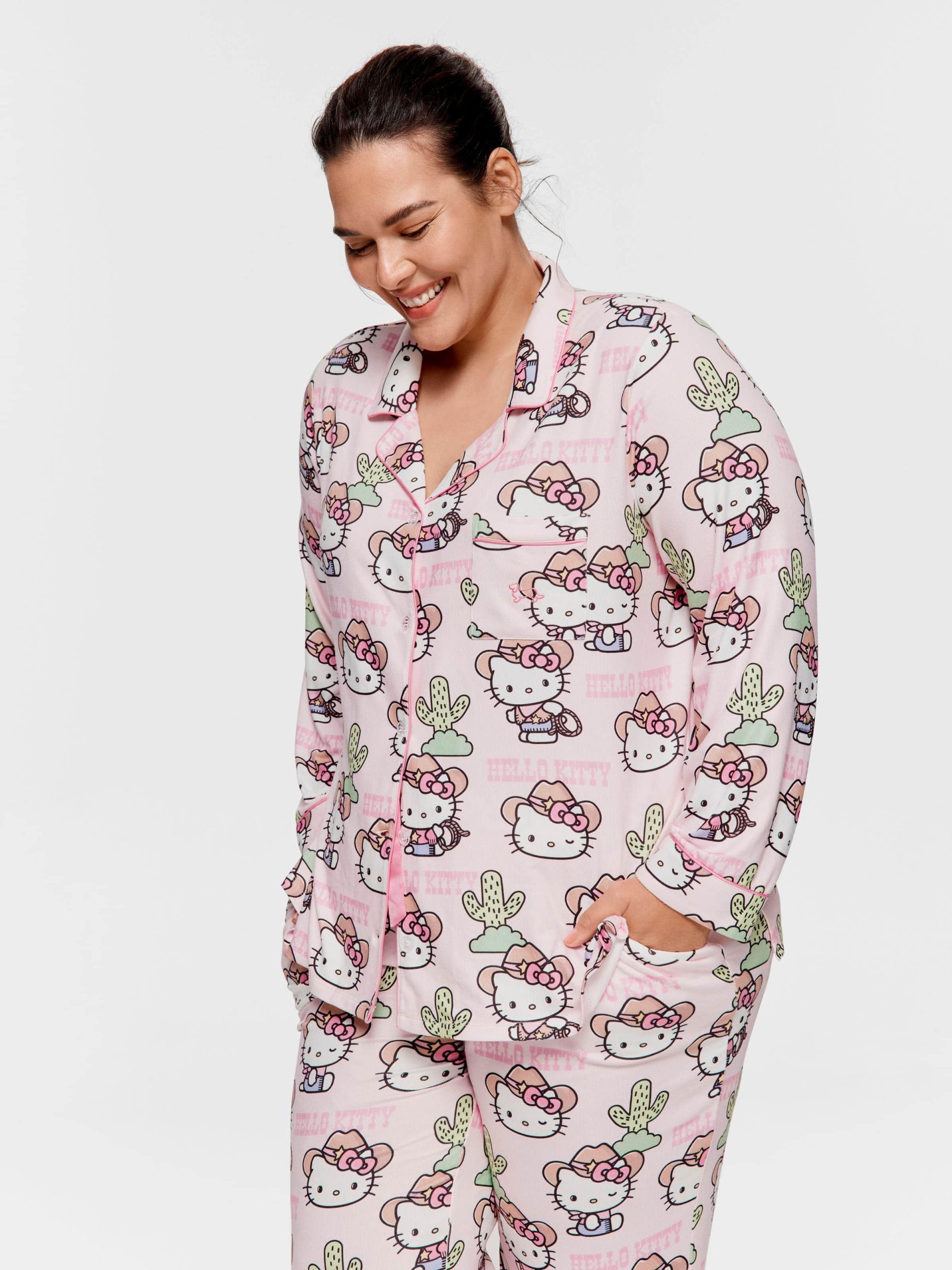 P.A. Plus Howdy Hello Kitty Plush Classic Pj Set Multi image 1