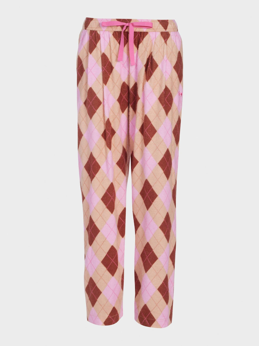 Caramel Argyle Bamboo Flannelette Wide Leg Pj Pant multi image 3