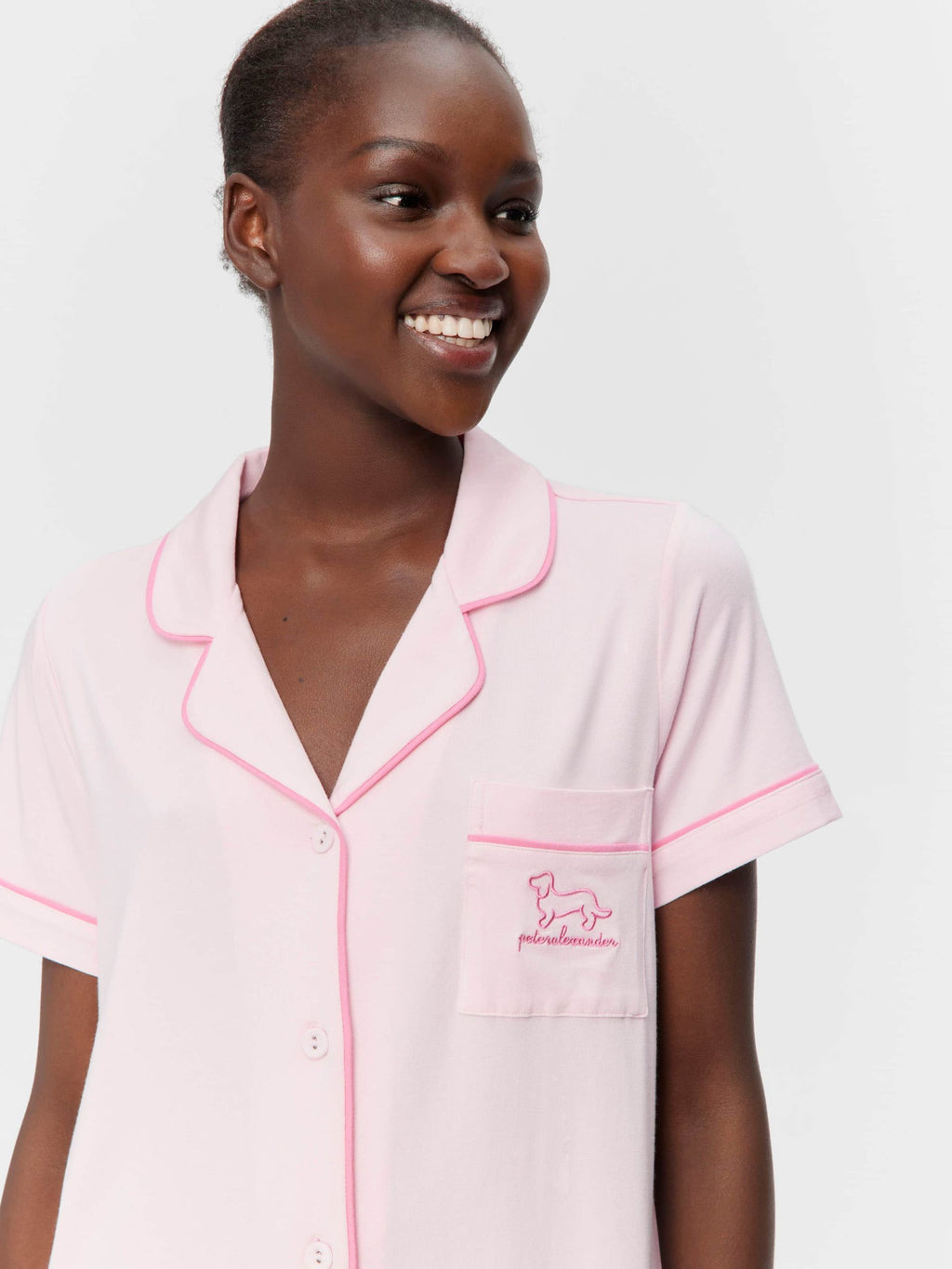 Super Soft Pink Bamboo Knit Short Sleeve Nightshirt Pink image 2