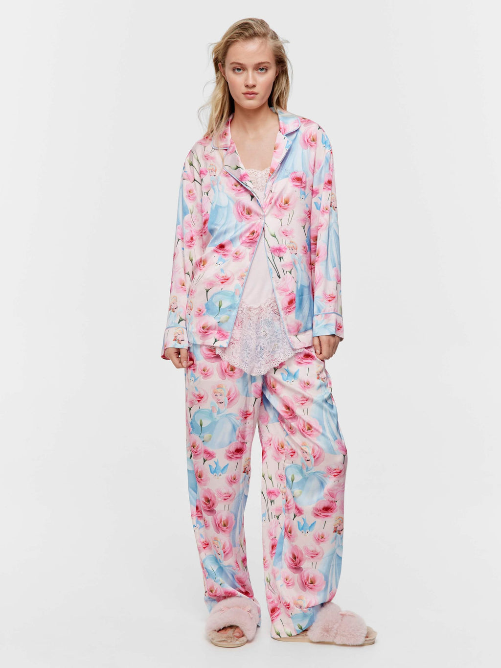 Disney Cinderella Rose Satin Long Pj Set Multi image 2