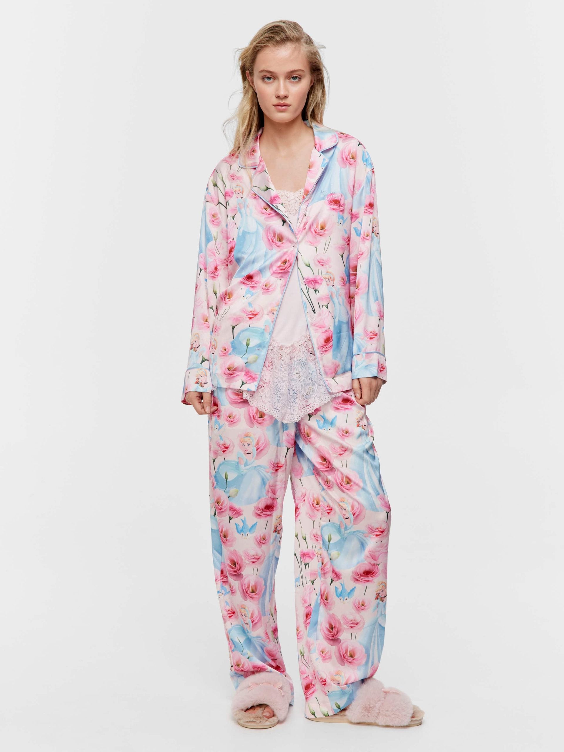 Disney Cinderella Rose Satin Long Pj Set Multi image 2