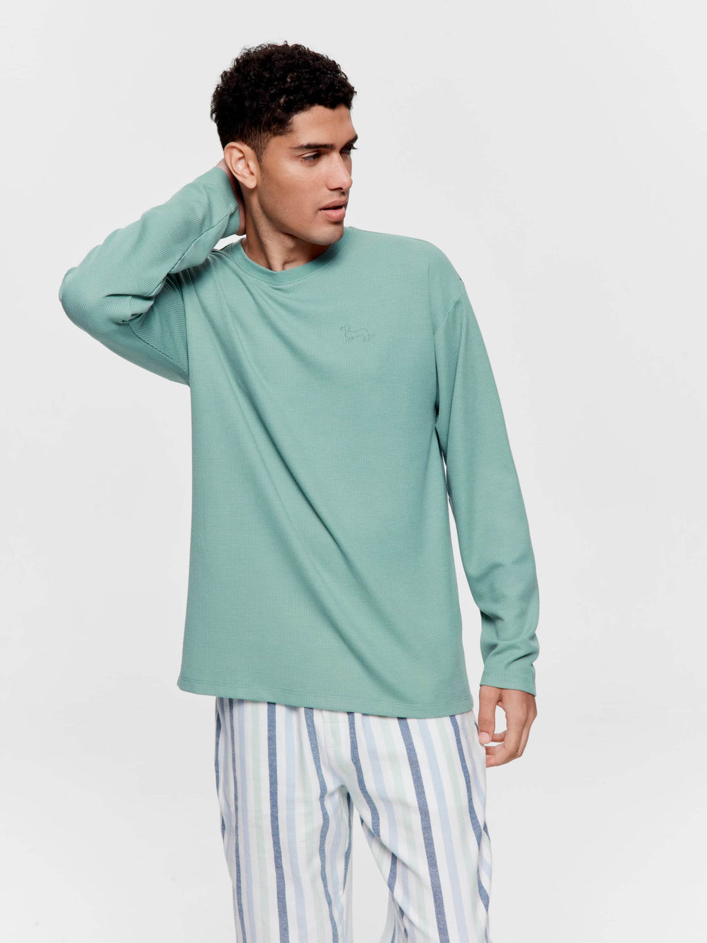 Sage Waffle Long Sleeve Top sage image 2