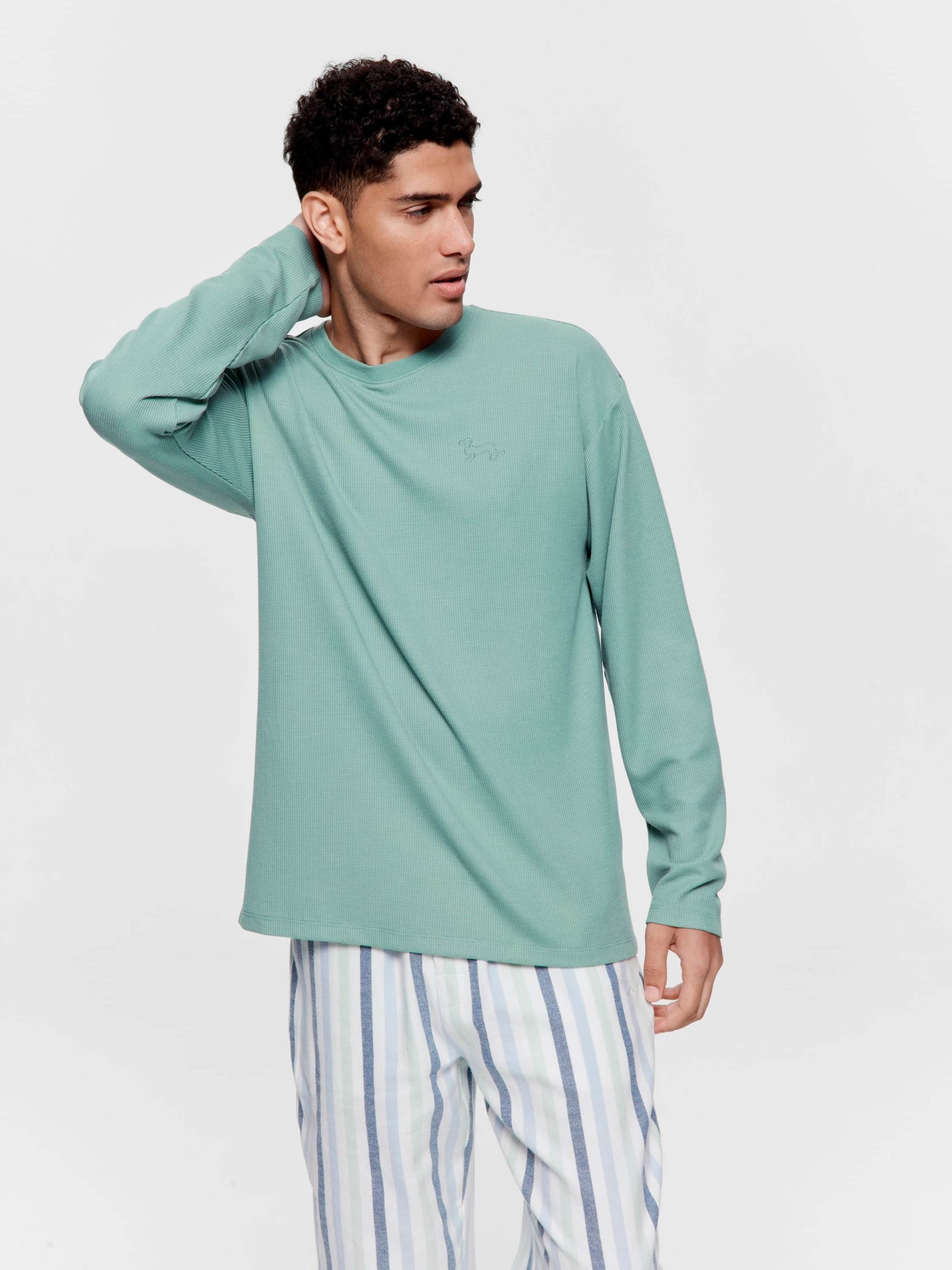 Sage Waffle Long Sleeve Top sage image 2