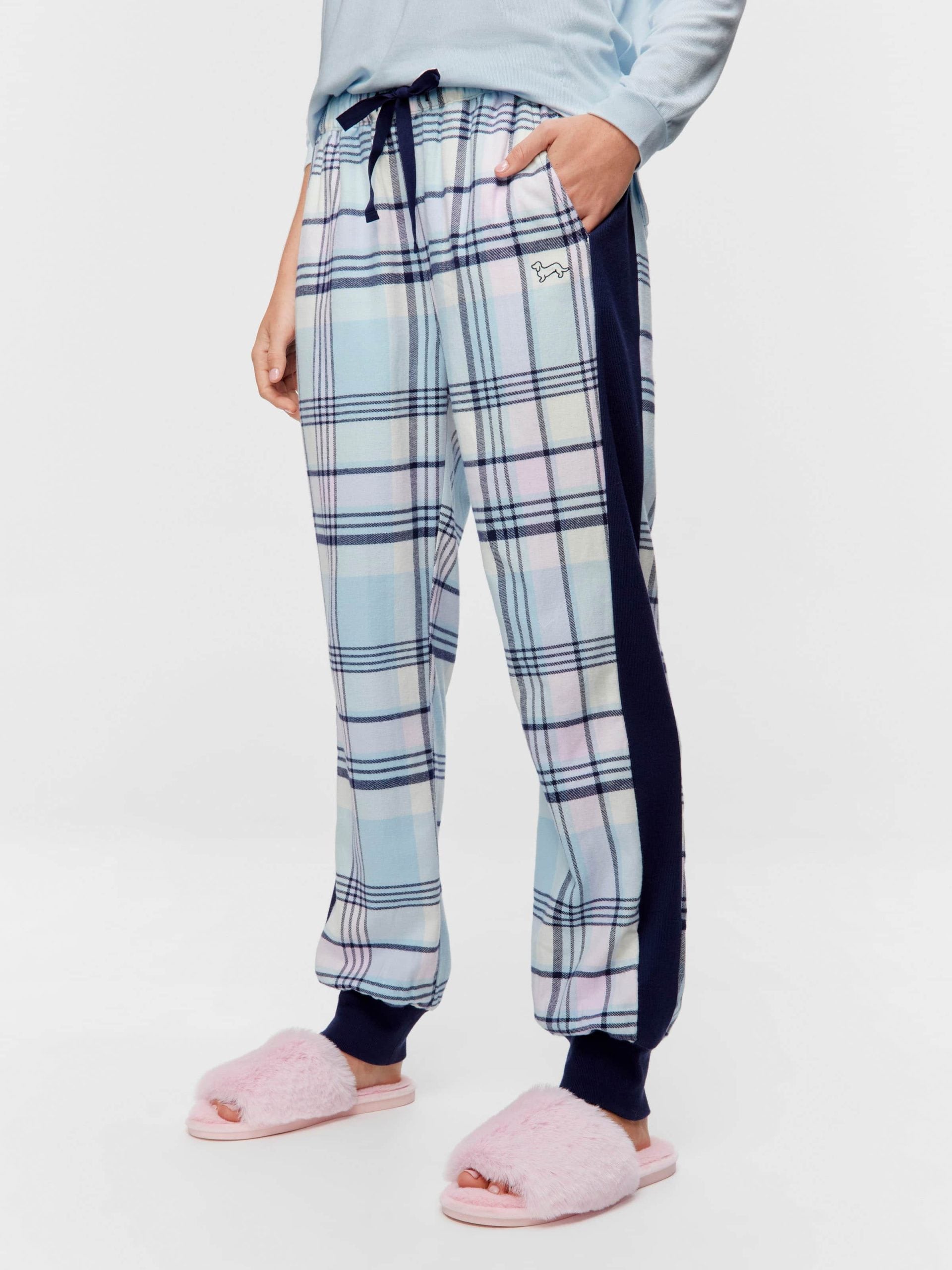 Navy Check Flannelette Cuffed Pj Pant multi image 0