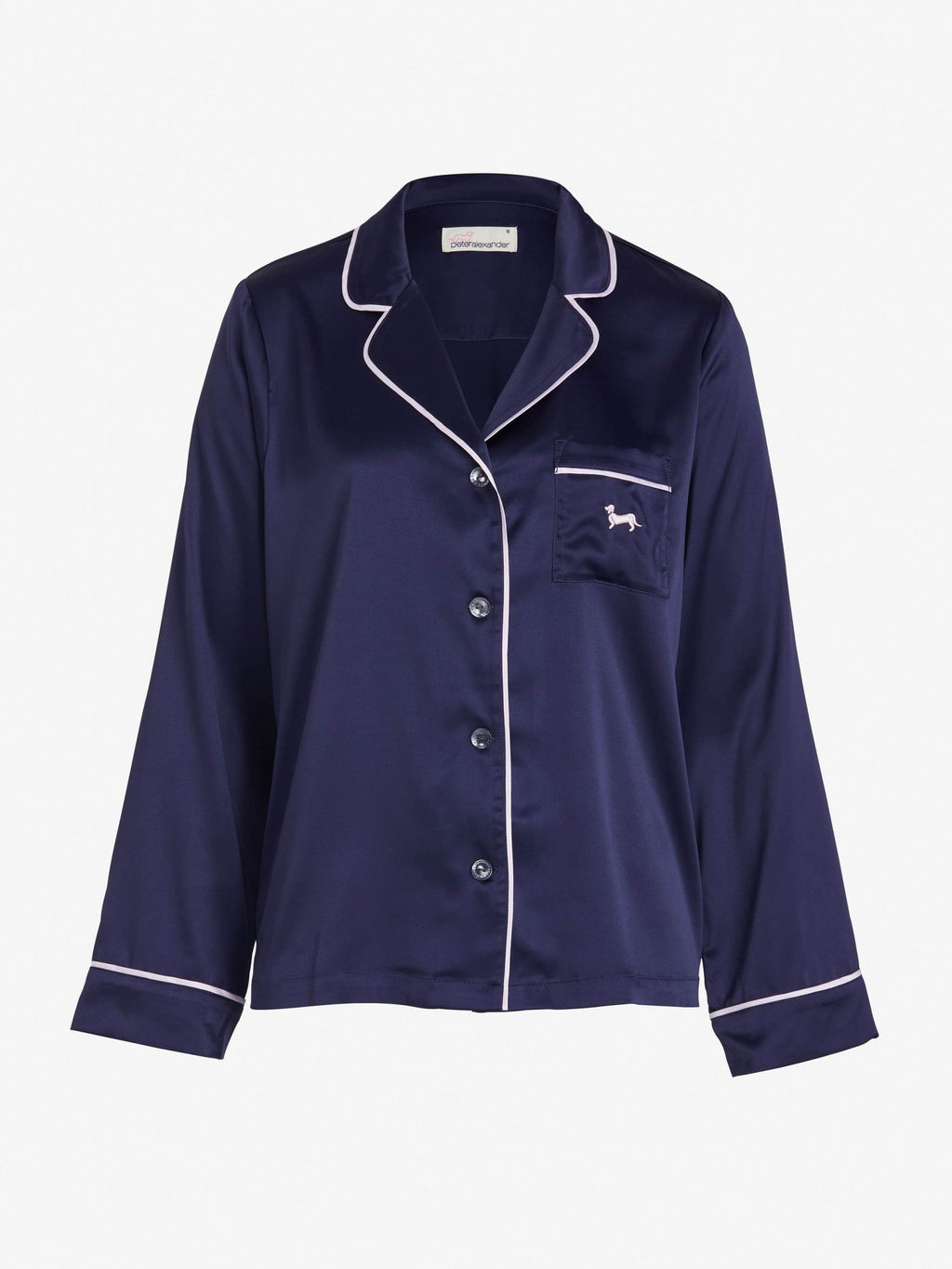 Tux Luxe Navy Satin Long Sleeve Shirt navy image 3