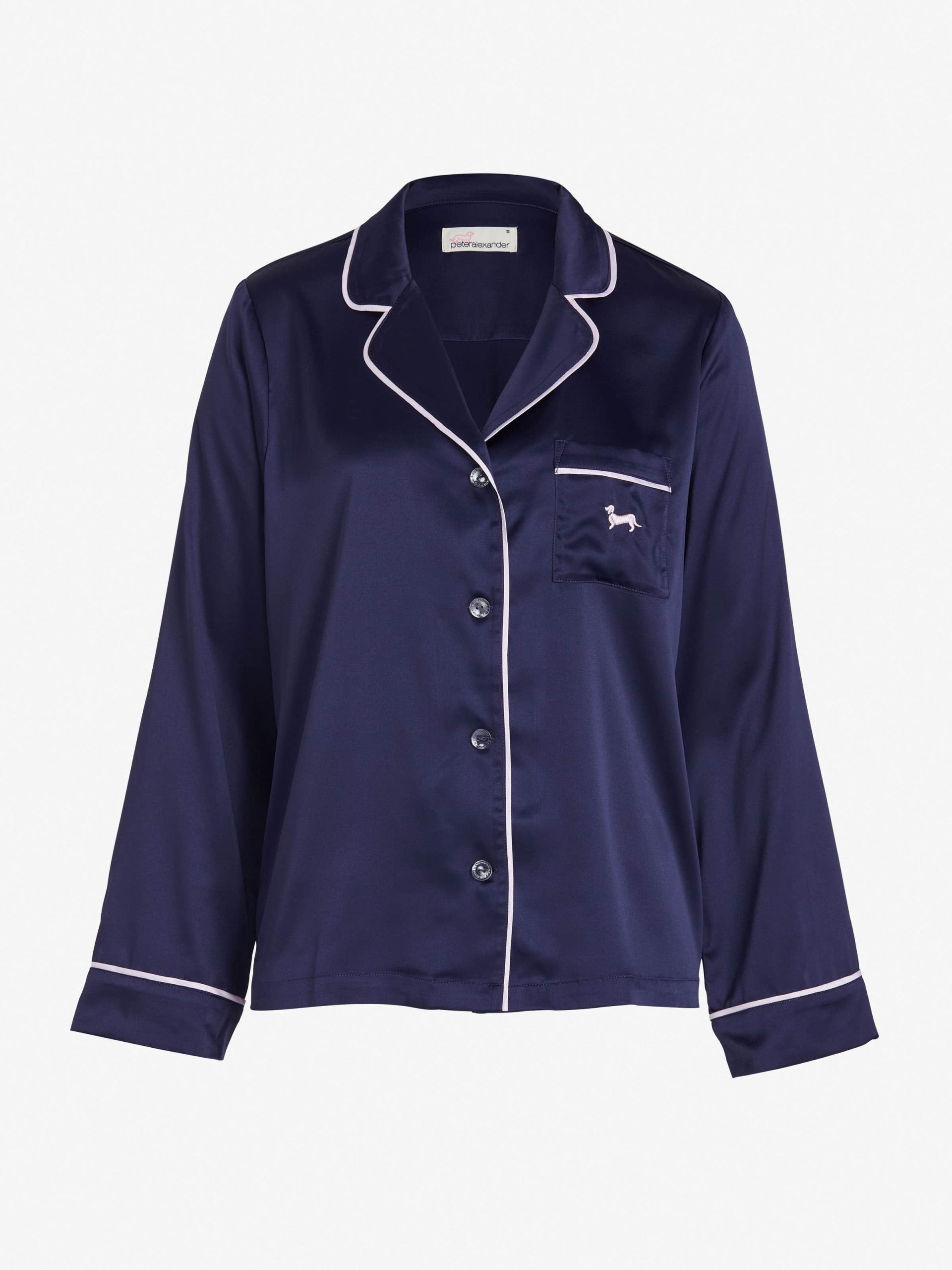 Tux Luxe Navy Satin Long Sleeve Shirt navy image 3
