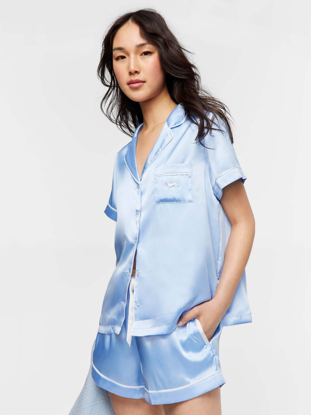 Cornflower Blue Satin Pj Set blue image 0