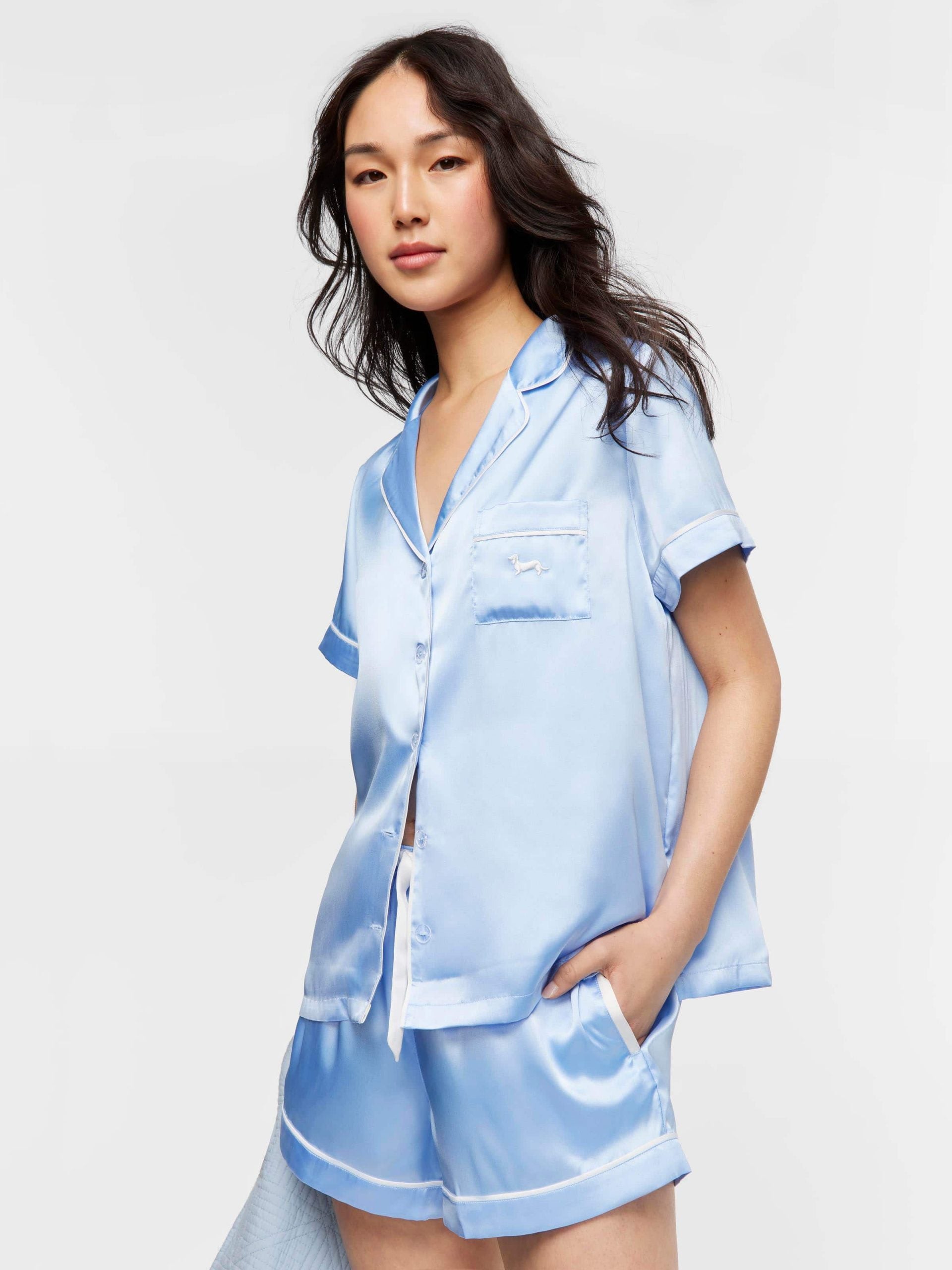 Cornflower Blue Satin Pj Set blue image 0