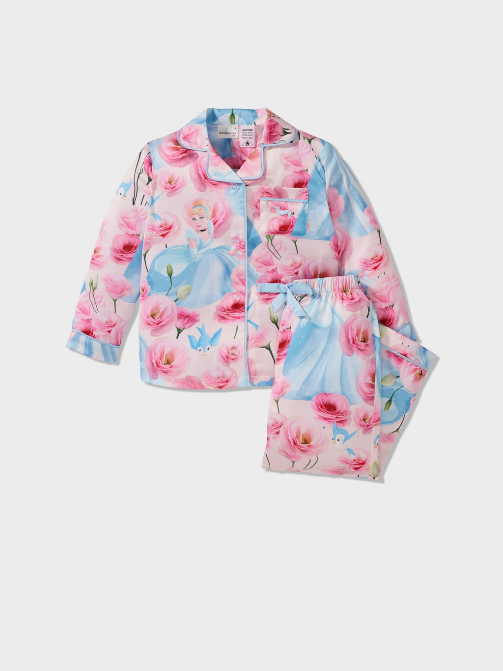 Jnr Girls Disney Cinderella Satin Long Classic Pj Set Multi image 0