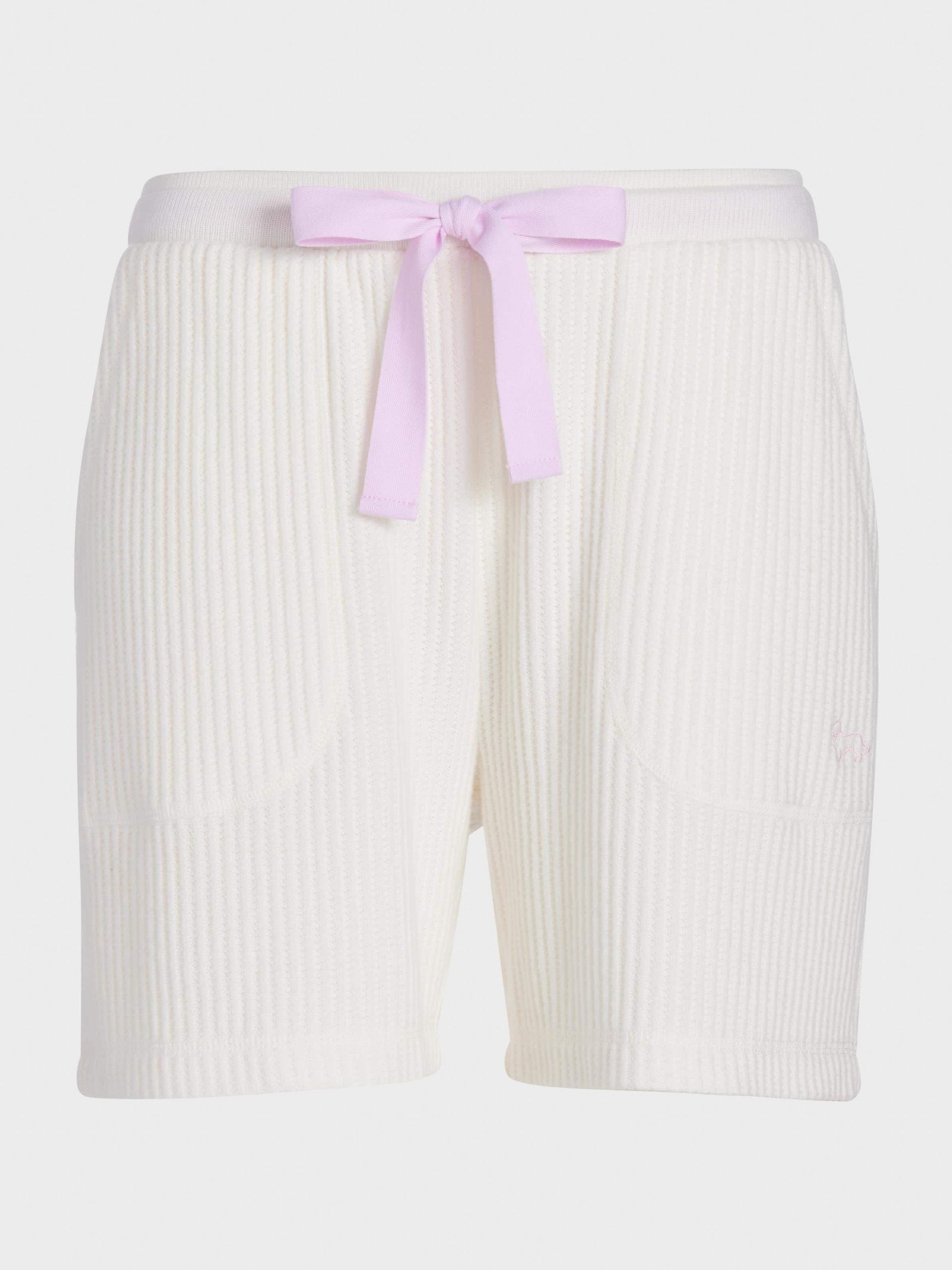 Cream Brushed Waffle Long Short cream image 3