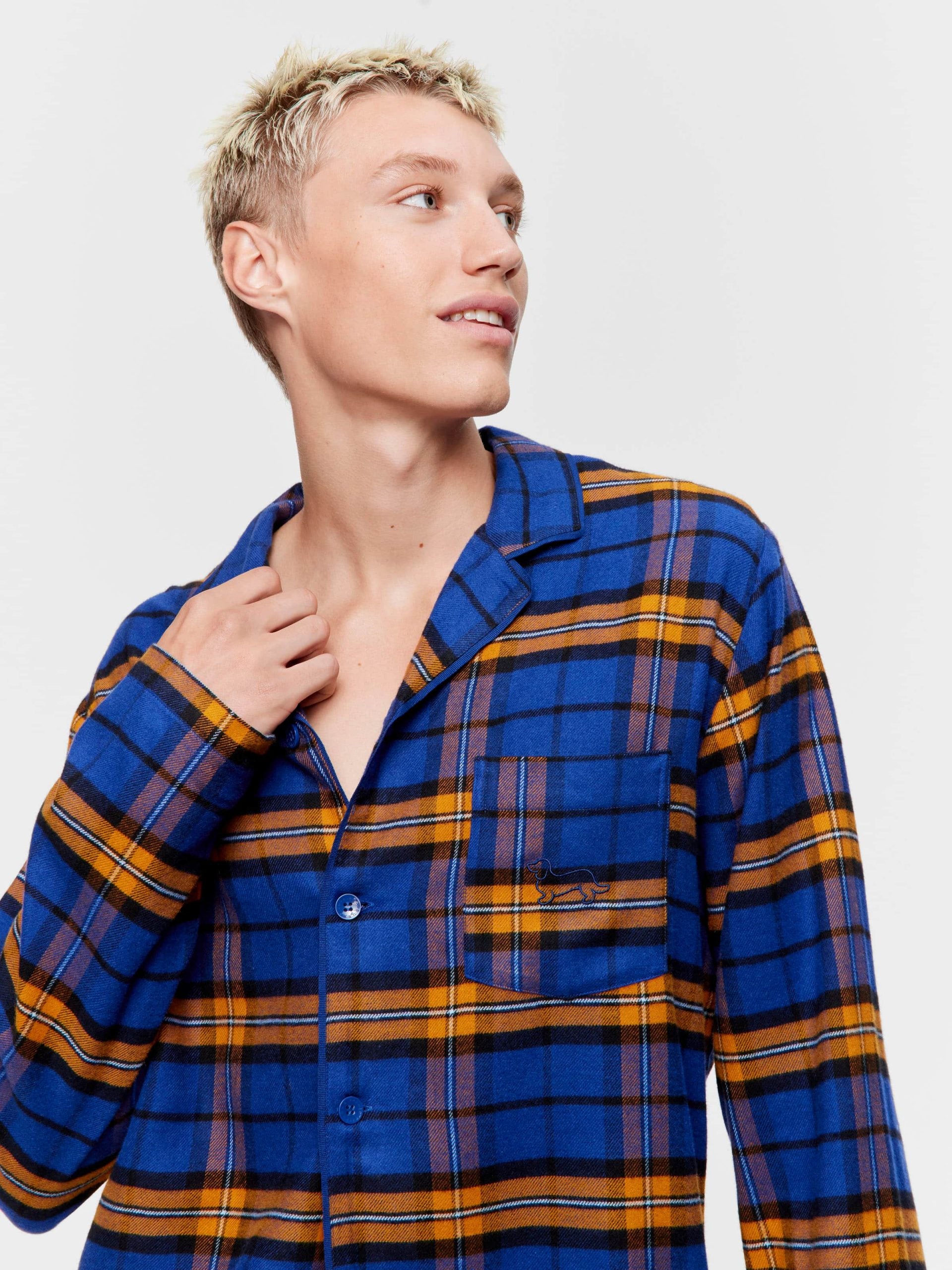 Navy Check Flannelette Long Sleeve Pj Set navy image 3