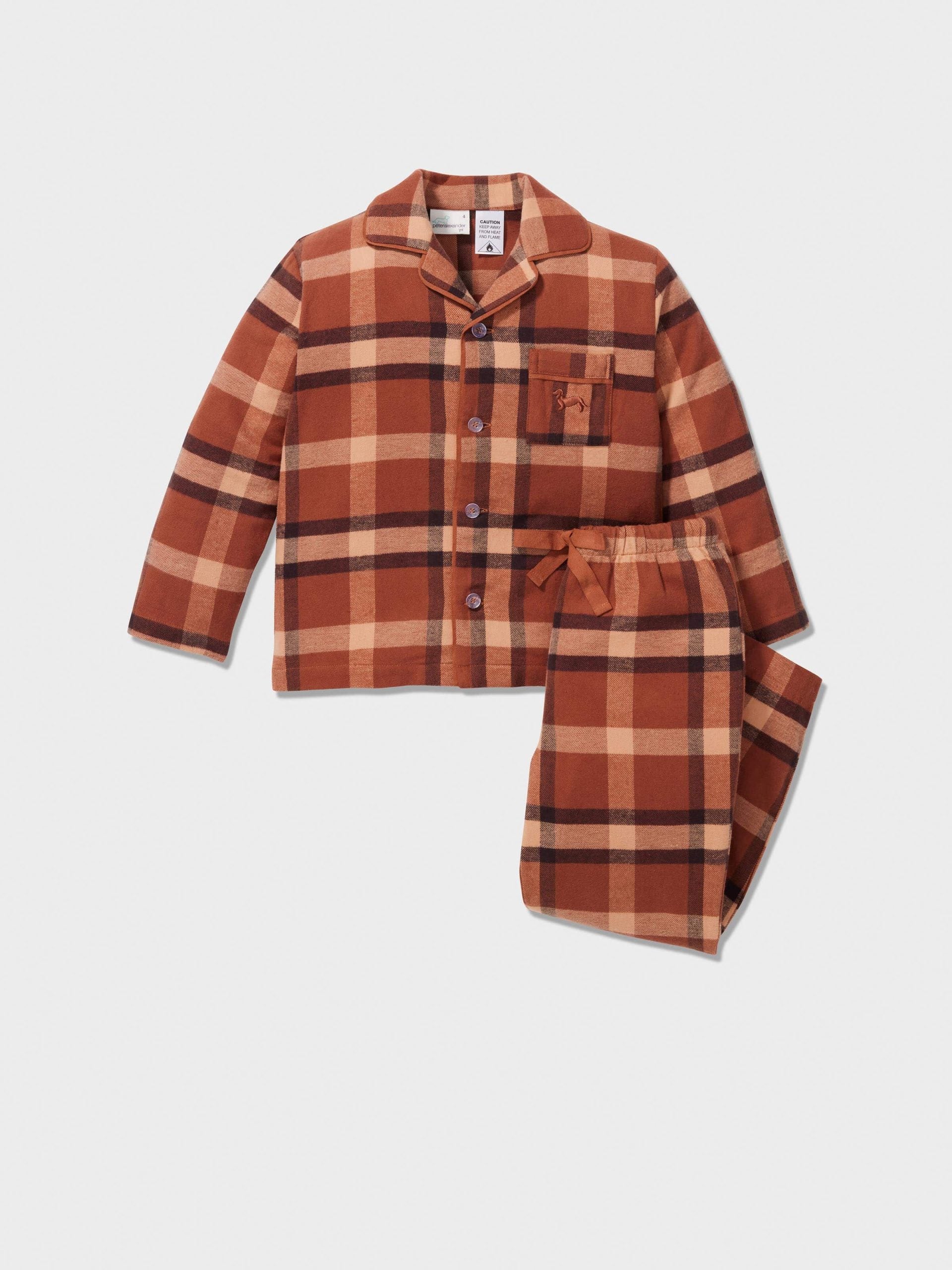 Jnr Boys Brown Check Long Classic Pj Set multi image 0