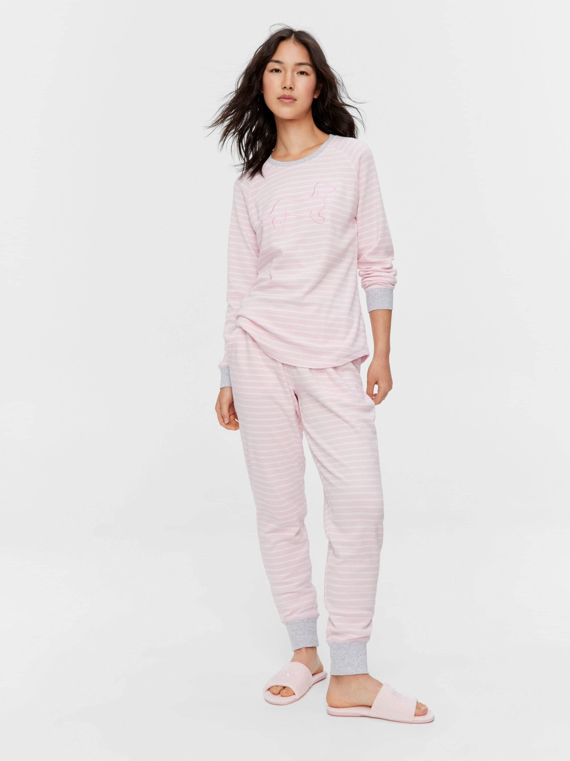 Pink Waffle Stripe Long Sleeve Top multi image 2