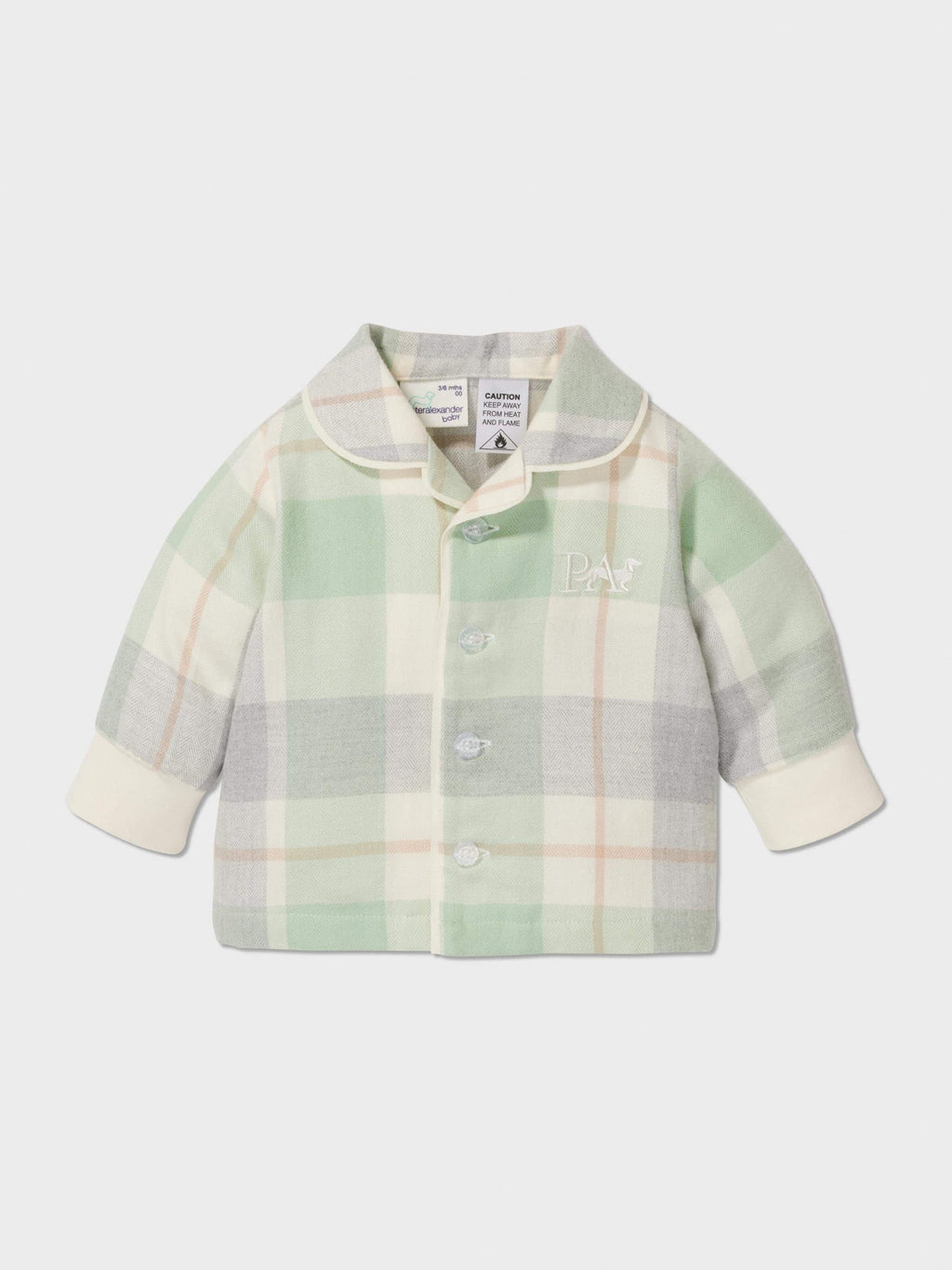 Baby Mint Check Bamboo Flannelette Classic Pj Set mint image 2