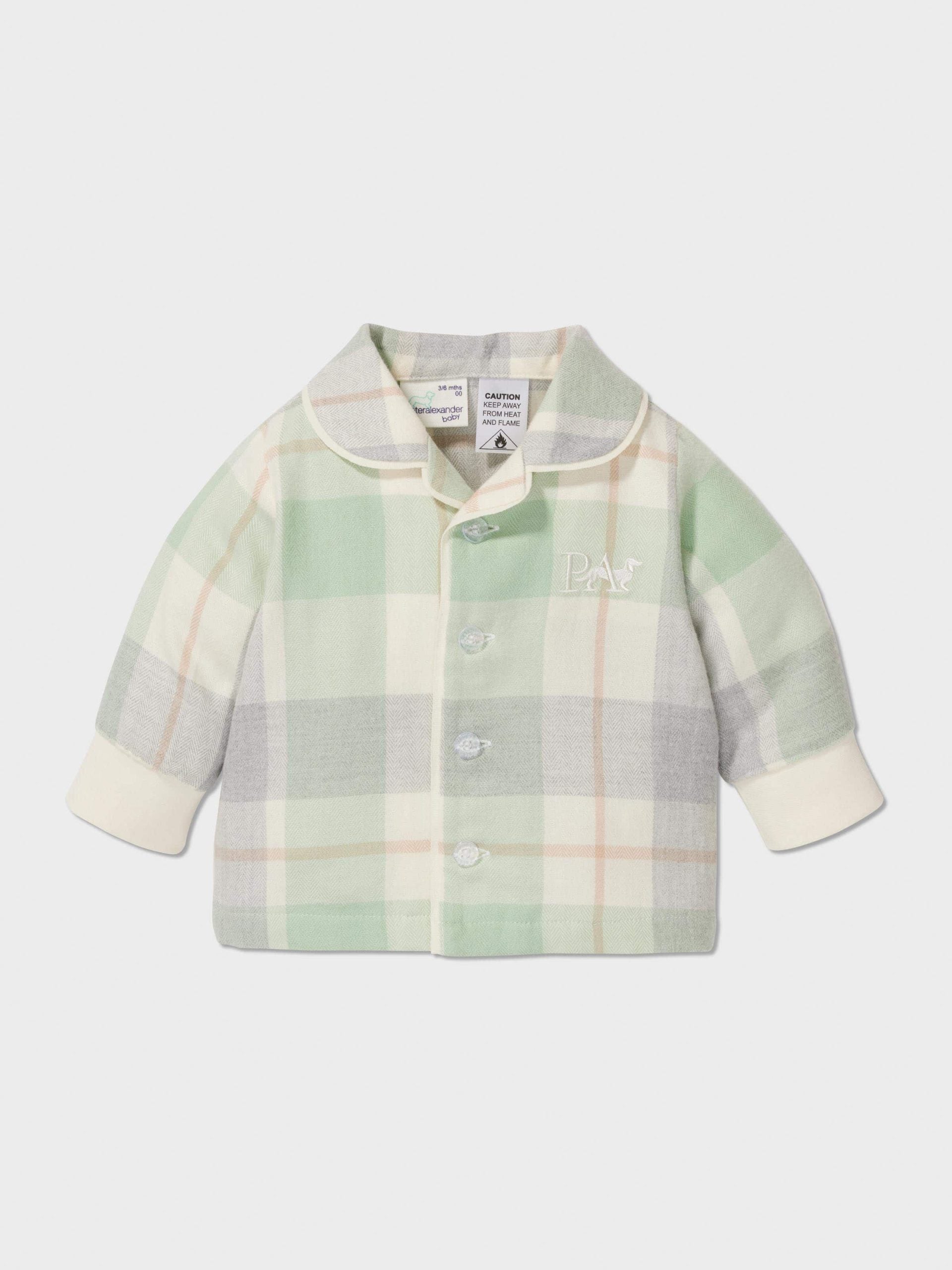 Baby Mint Check Bamboo Flannelette Classic Pj Set mint image 2