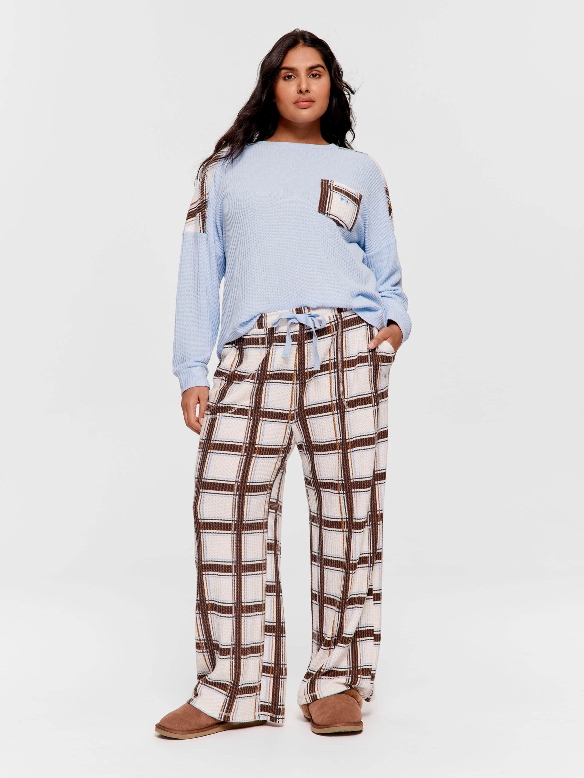 P.A. Plus Check Waffle Wide Leg Pj Pant Multi image 1