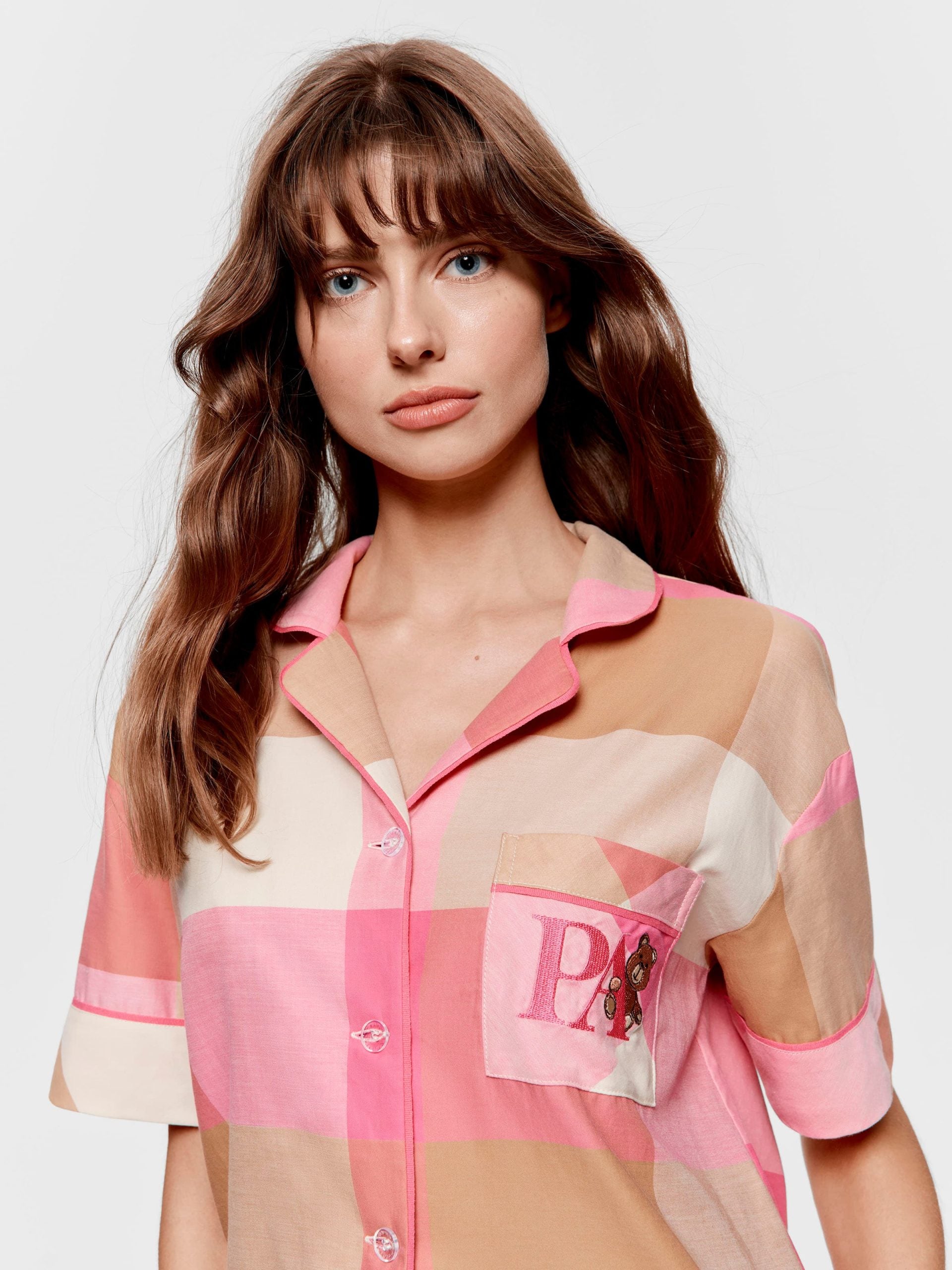 Pink & Caramel Buffalo Check 100% Cotton Pj Set multi image 2