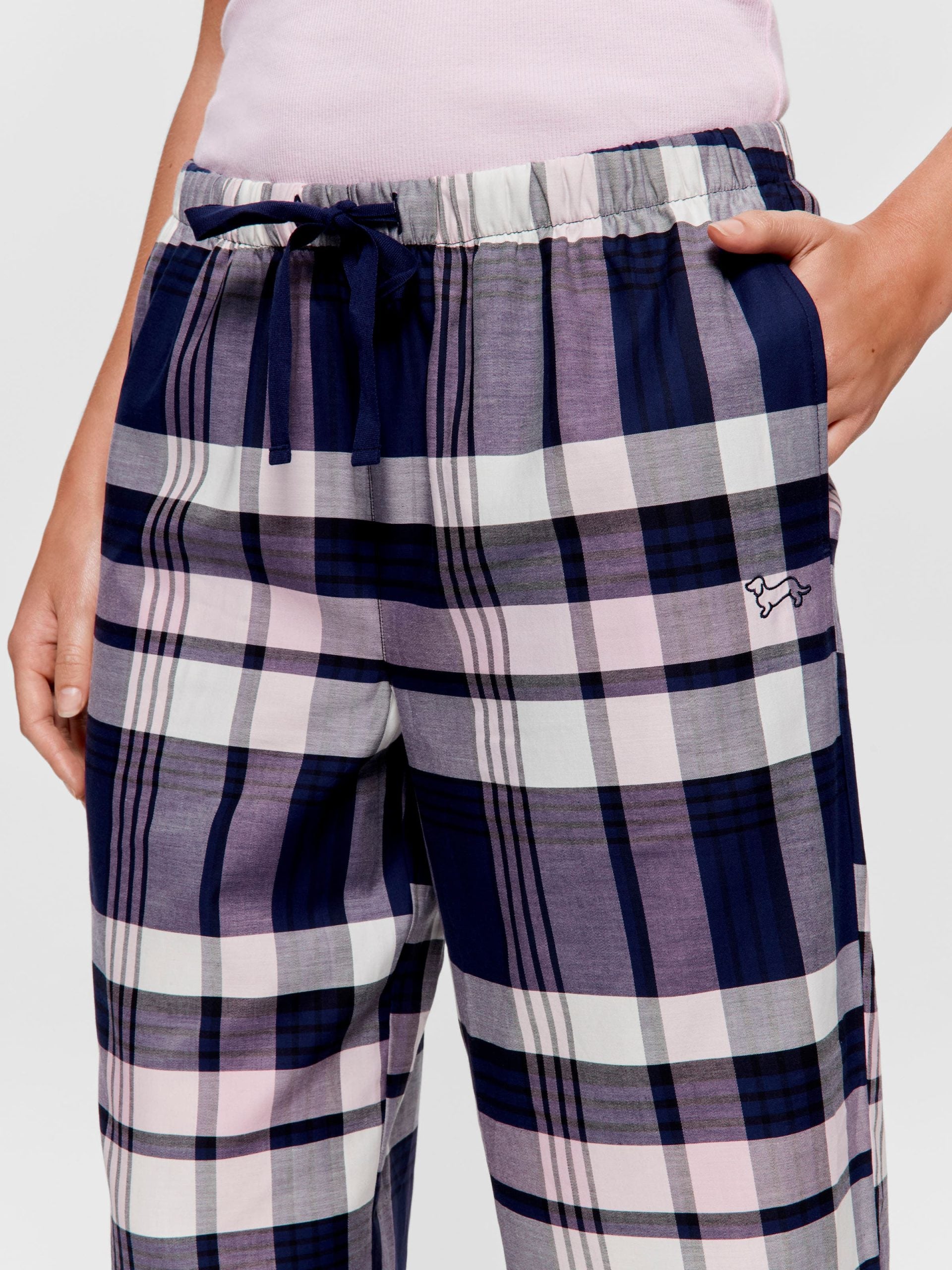 Navy Check 100% Cotton 3/4 Pj Pant multi image 1