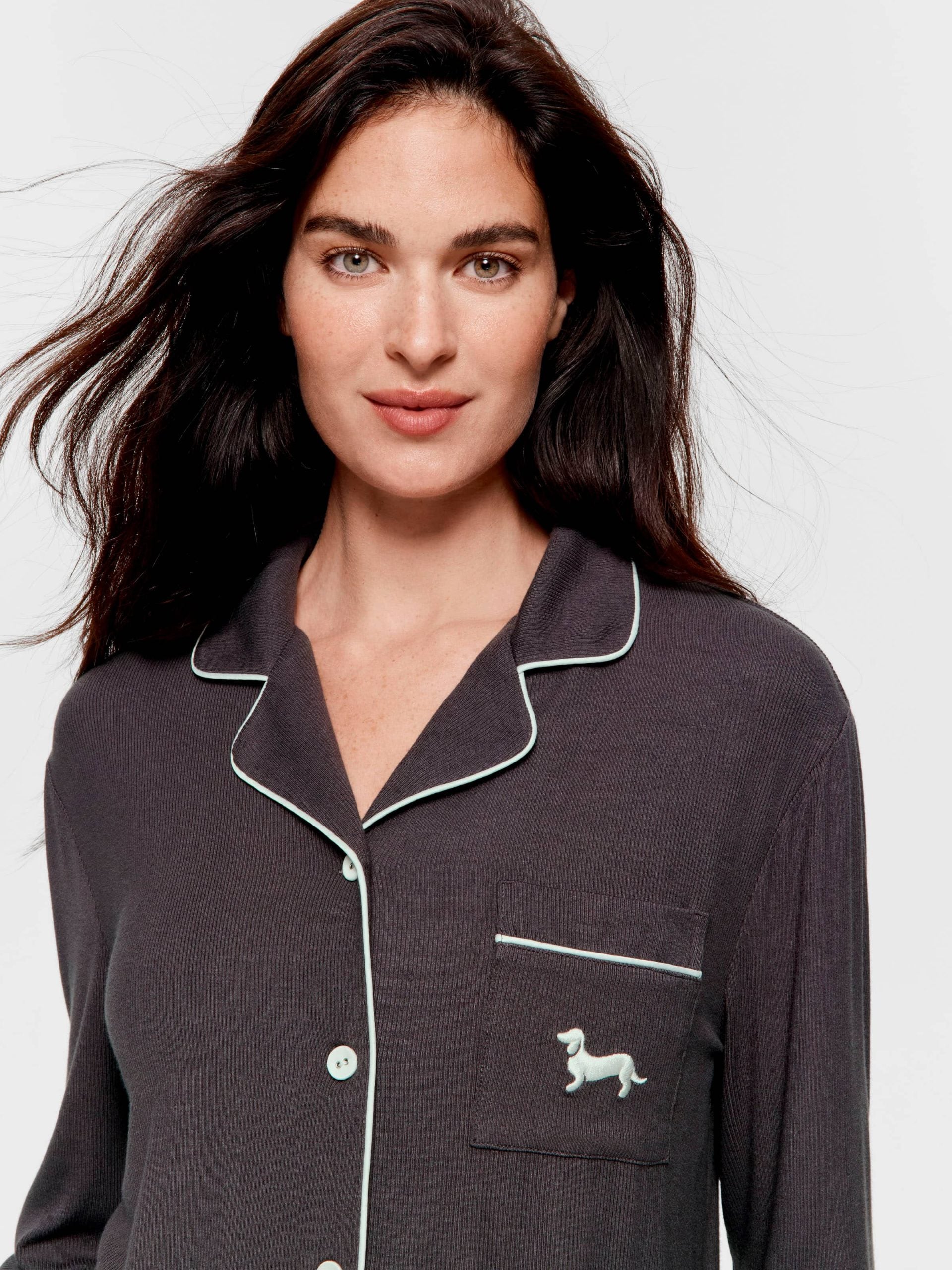 Charcoal Bamboo Rib Long Pj Set Charcoal image 3