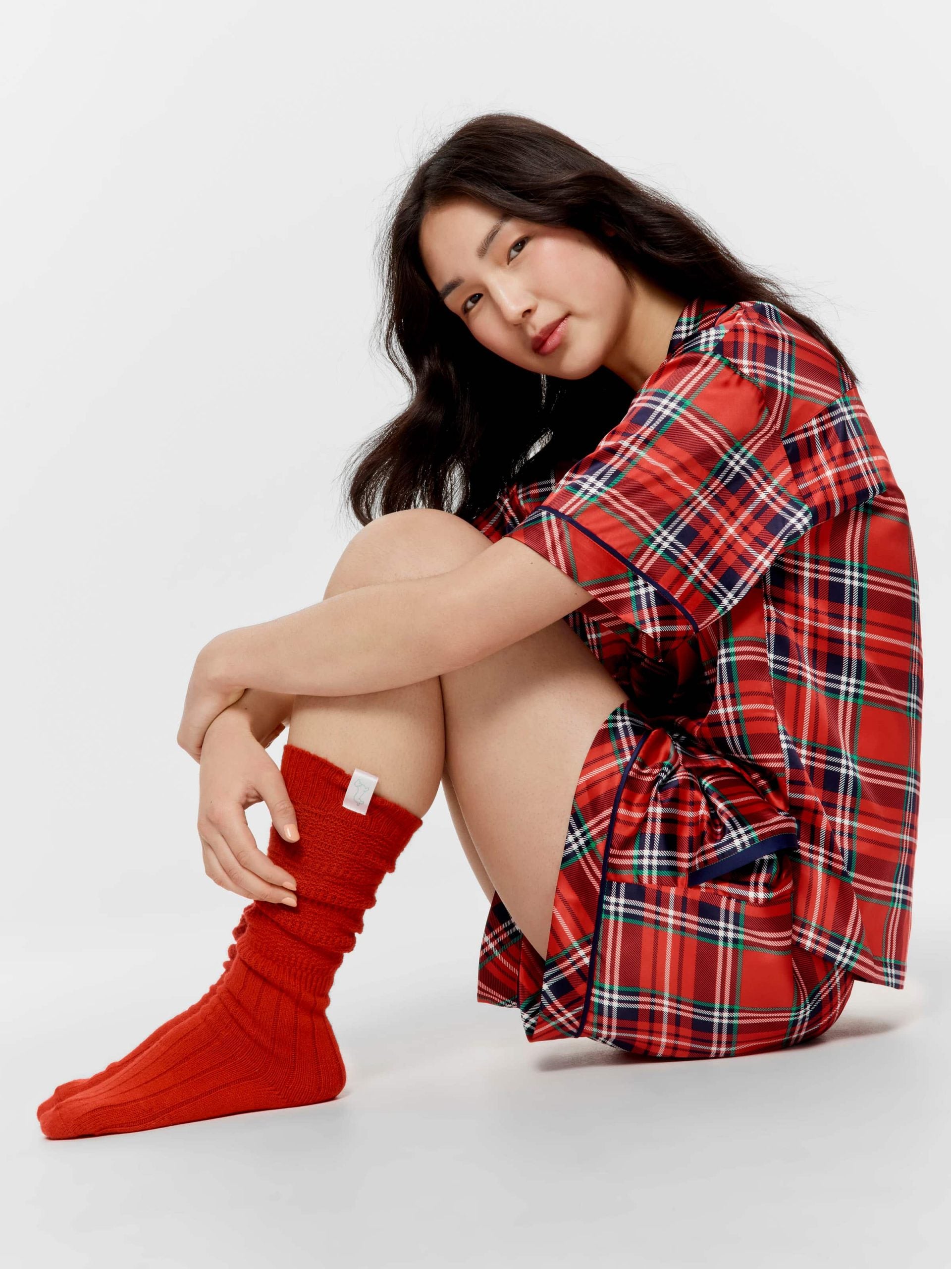 Red Tartan Satin Pj Set redtartan image 0