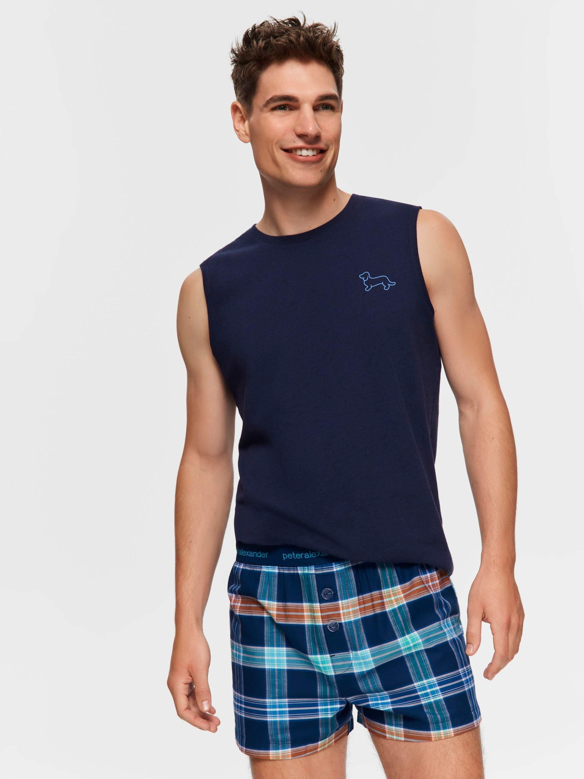 Coloured Check Boxer Short navy image 1