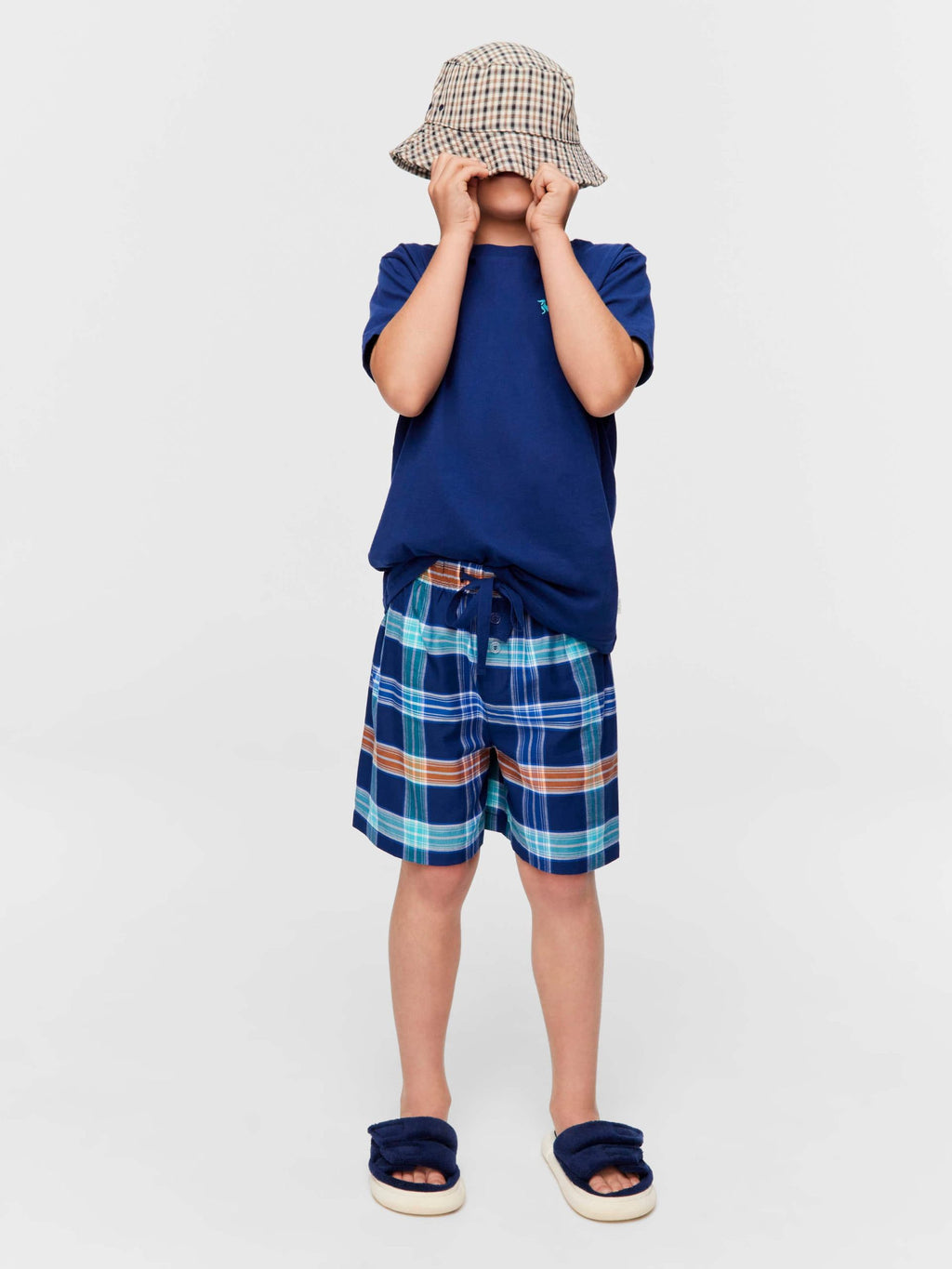 Boys Blue Check Pj Set multi image 0