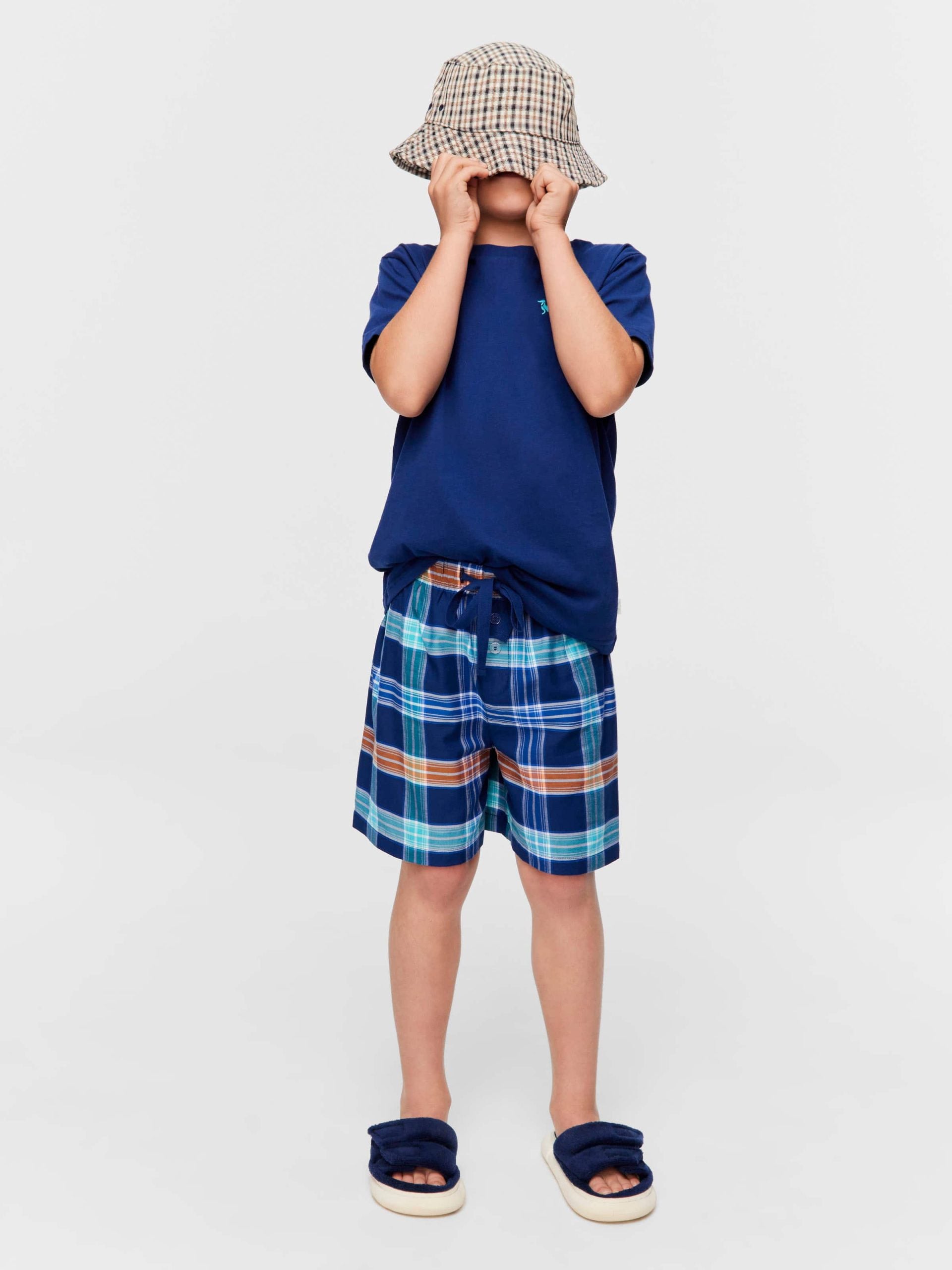 Boys Blue Check Pj Set multi image 0