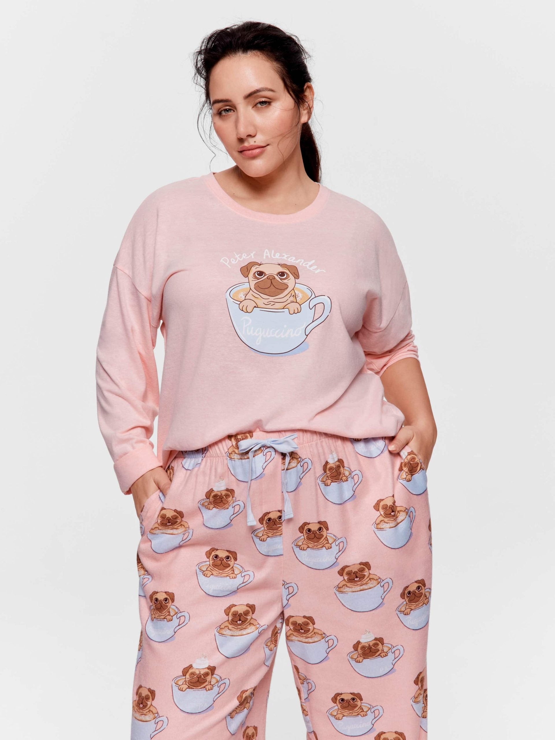 P.A. Plus Pug In A Mug Long Pj Set Multi image 0