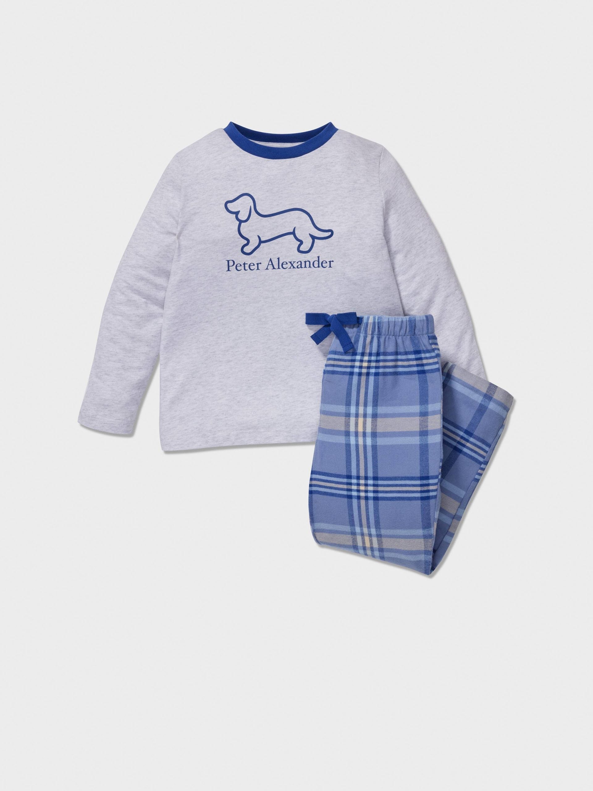 Jnr Boys Blue Check Long Pj Set multi image 0
