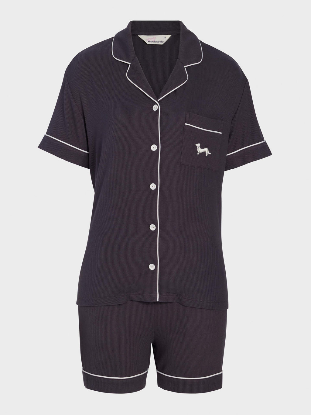 Charcoal Bamboo Rib Shortie Pj Set Charcoal image 4