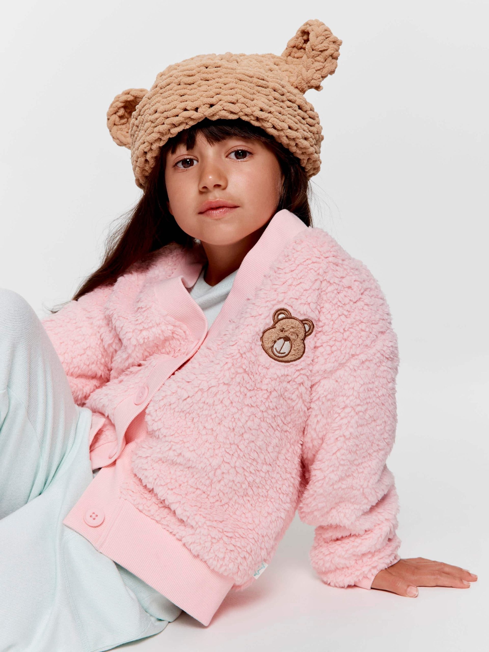 Jnr Girls Teddy Bear Cardigan pink image 1