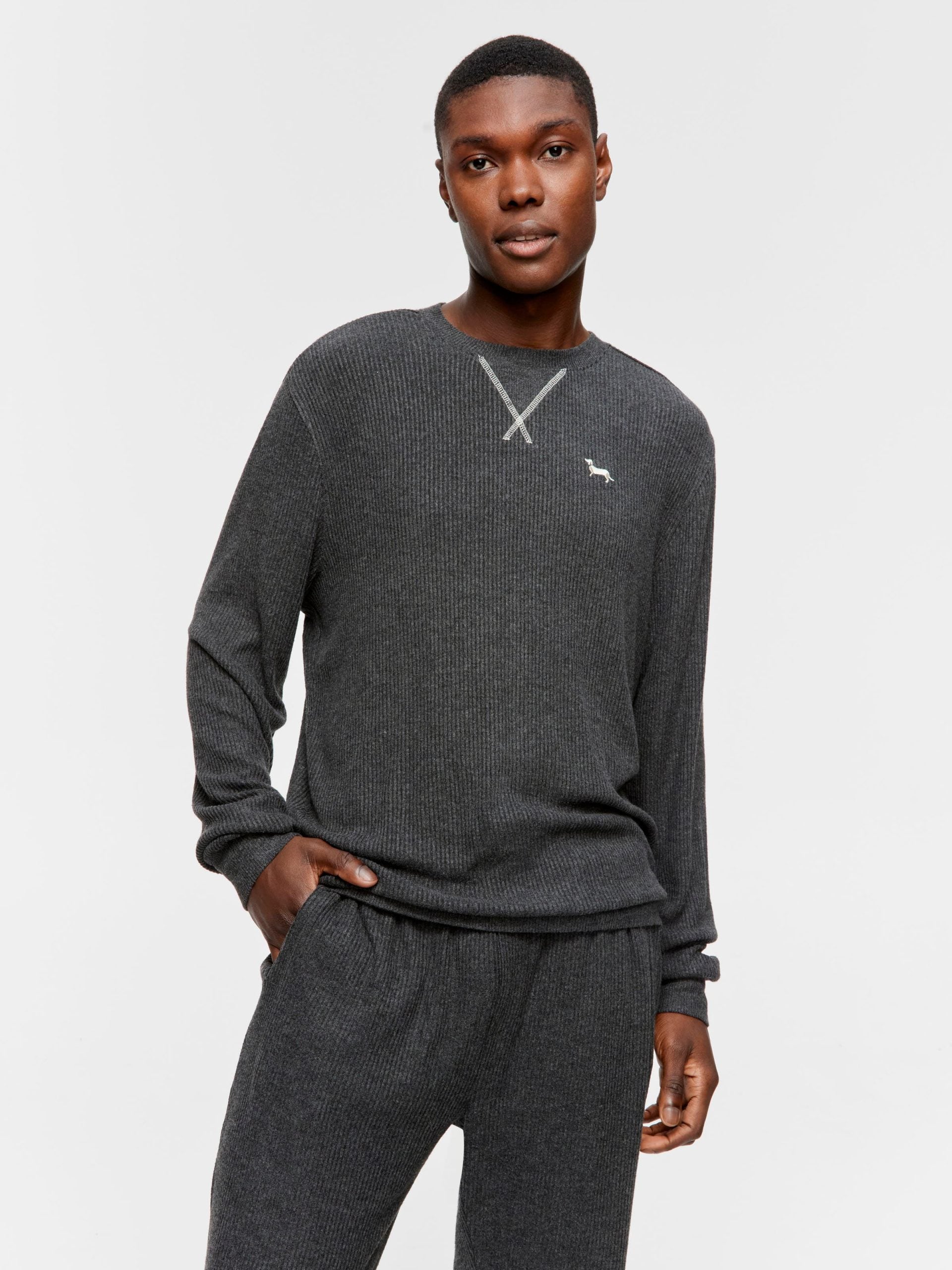 Charcoal Brushed Rib Sweater charcoal image 0