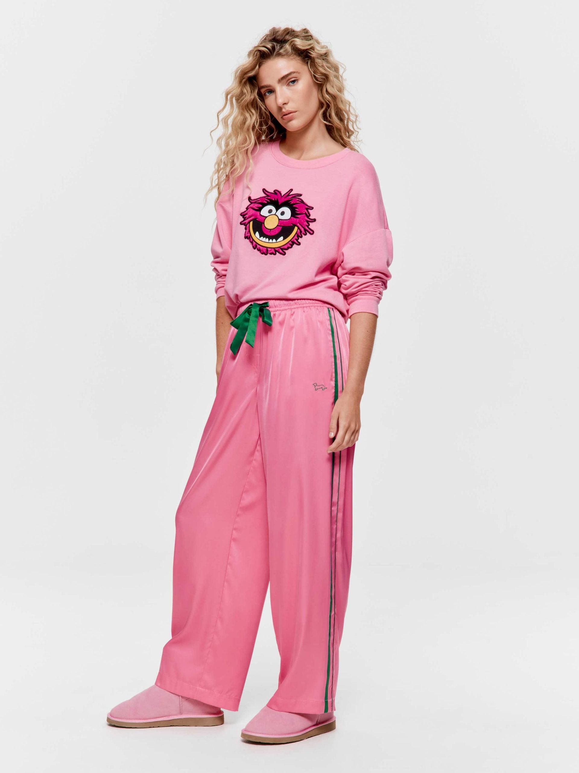 Pink Satin Wide Leg Pj Pant multi image 1