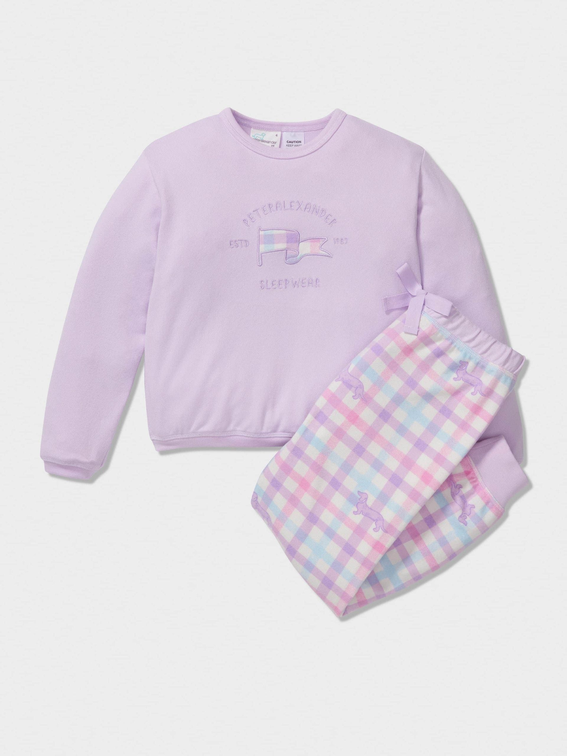 Girls Pastel Check P.A. Long Pj Set lilac image 0