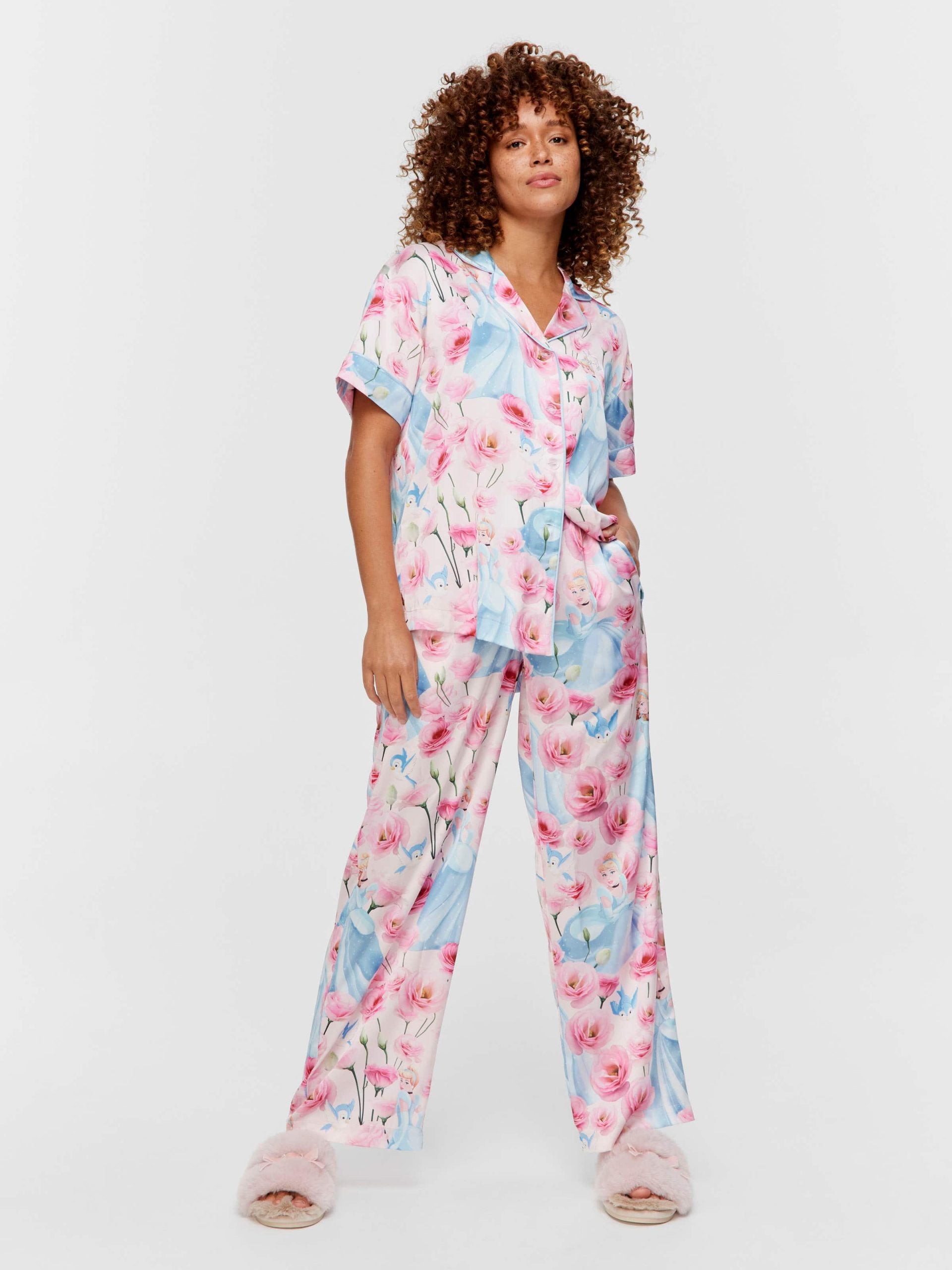 Disney Cinderella Rose Satin Short Sleeve &amp;amp; Pant Pj Set Multi image 2