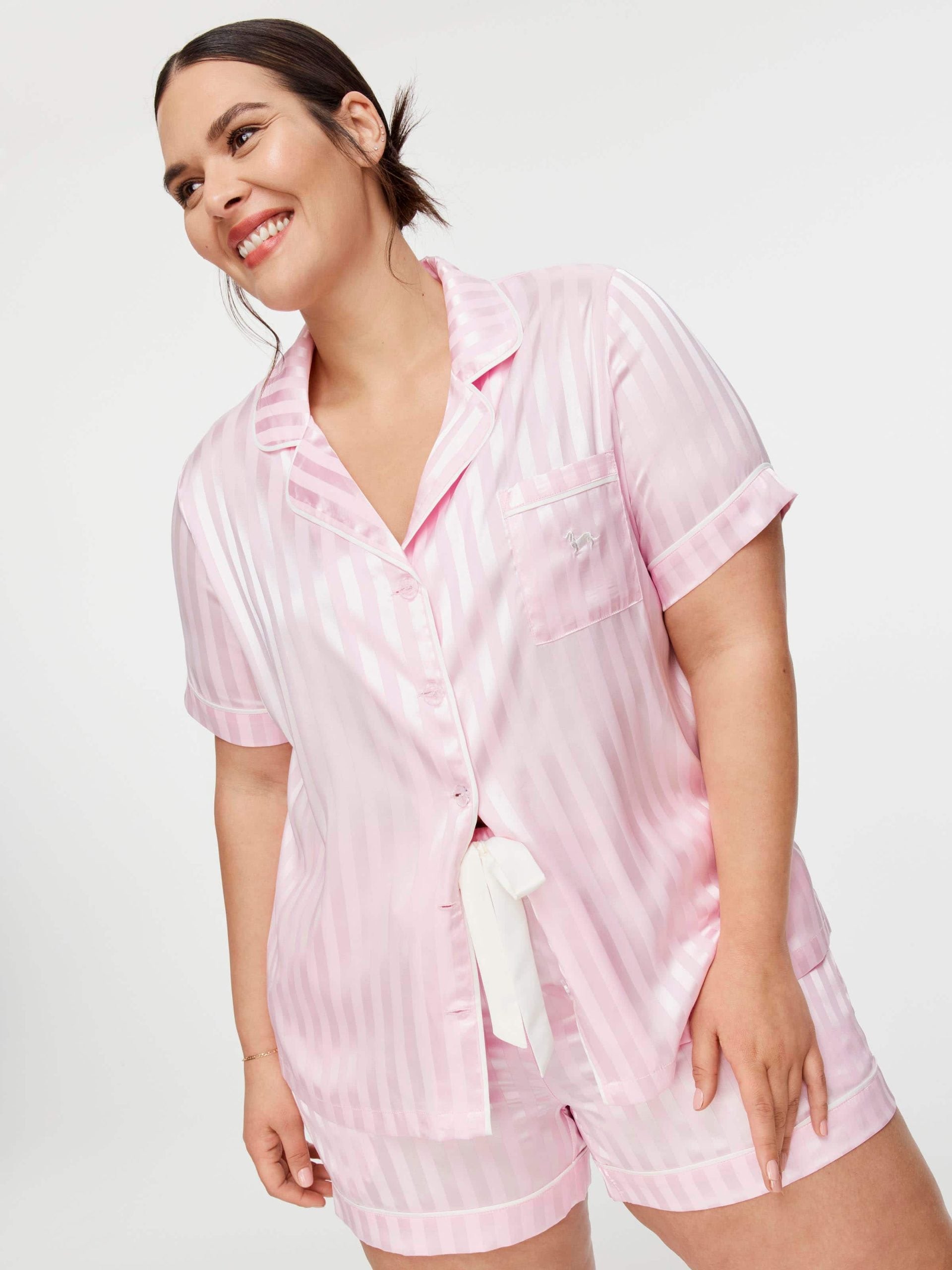 P.A. Plus Pink Stripe Chic Satin Pj Set Pink image 0
