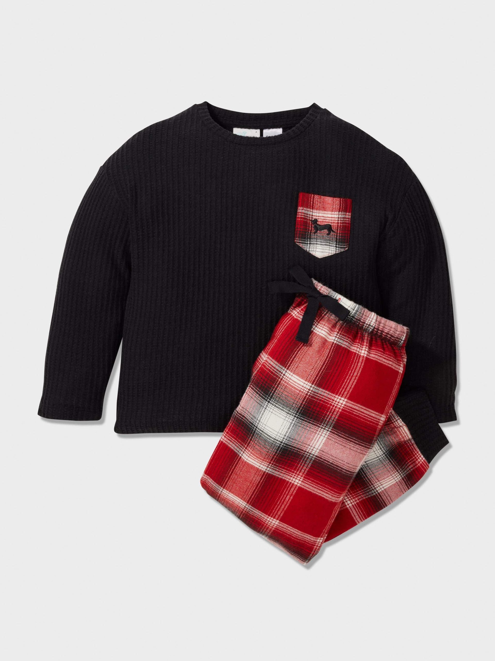 Boys Red Check Long Pj Set Multi image 2